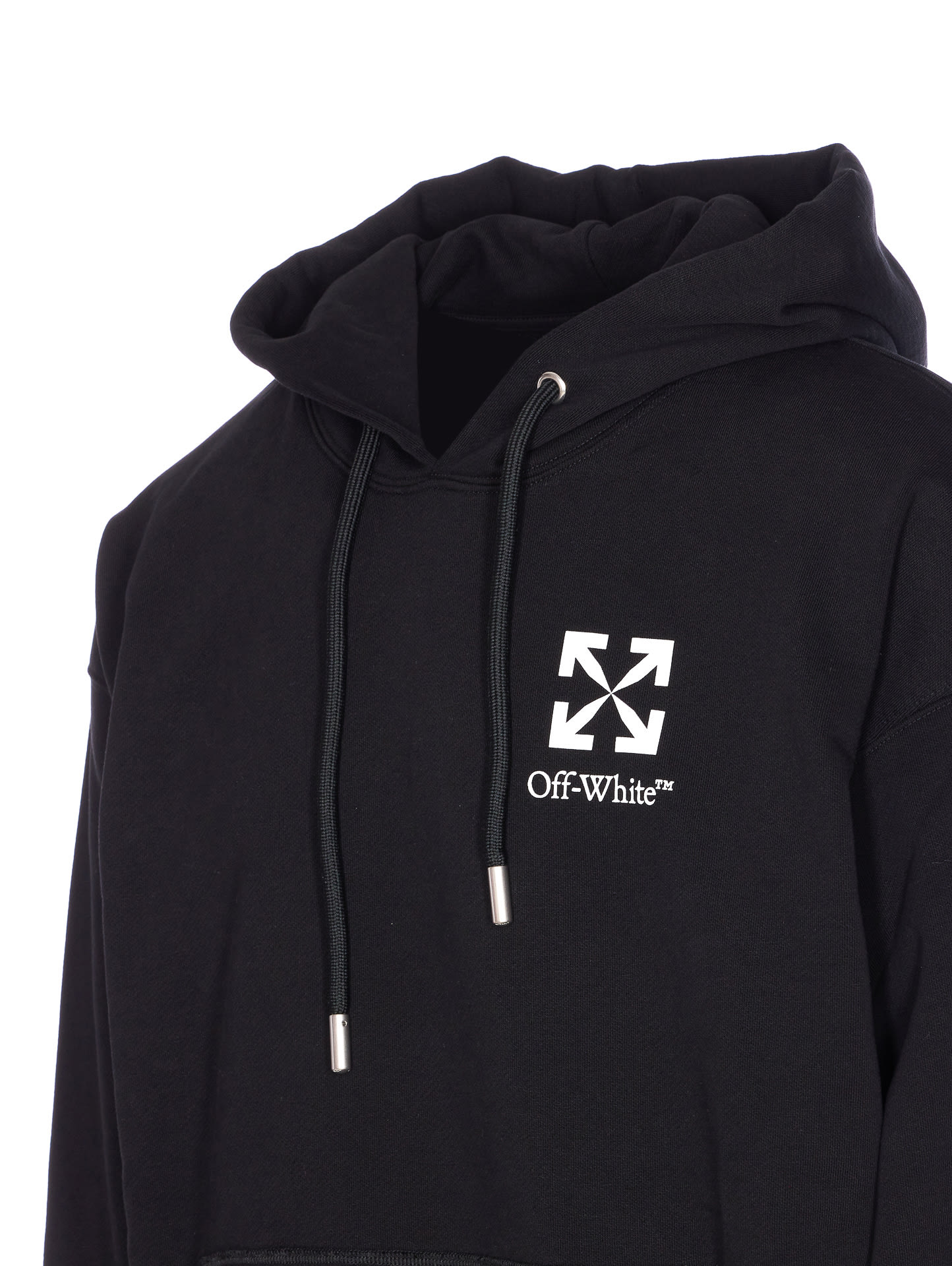 Off-white Skate Hoodie With Drawstring And Kangaroo Pocket In Black