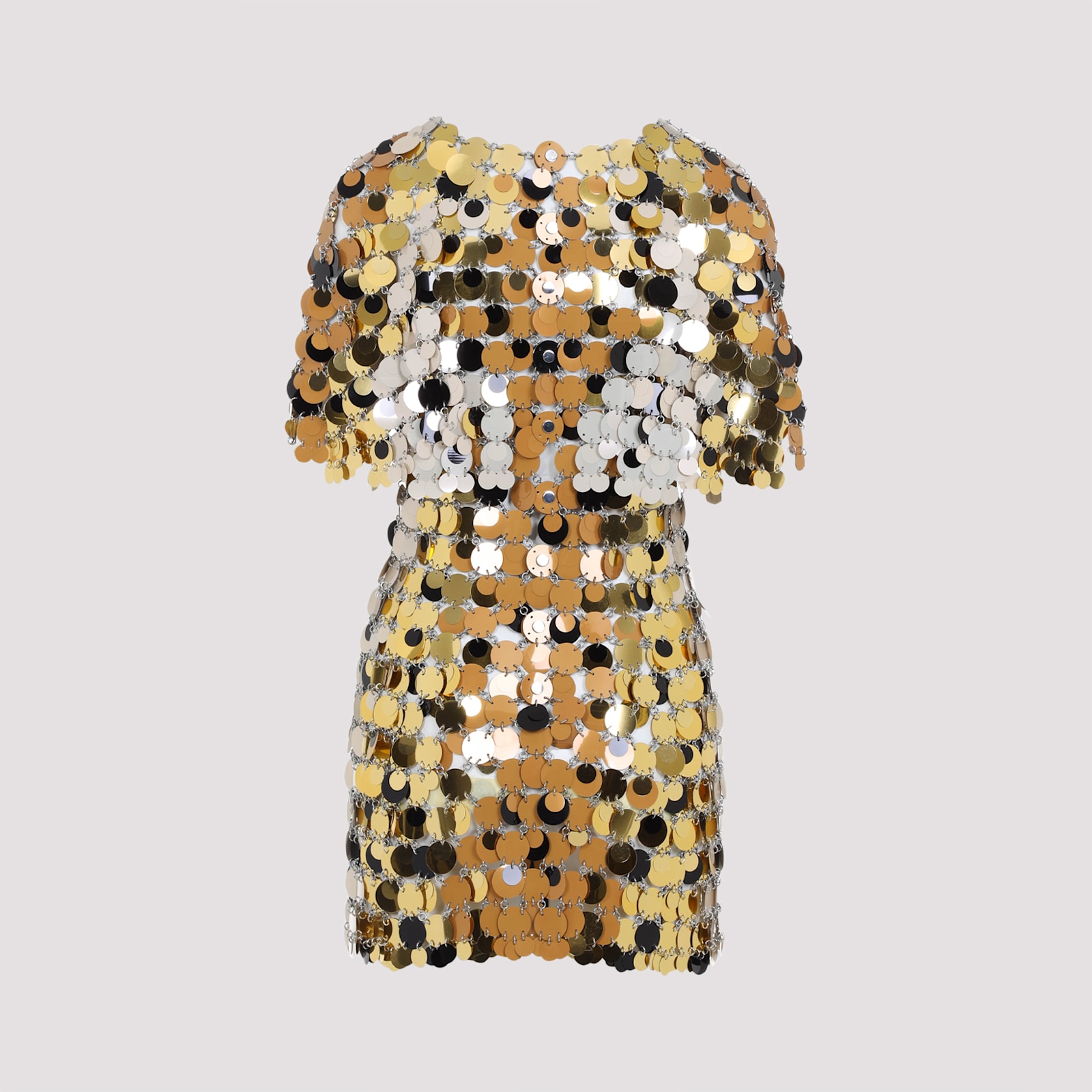 Rabanne Iconic Sparkle Discs Mini Dress In Gold