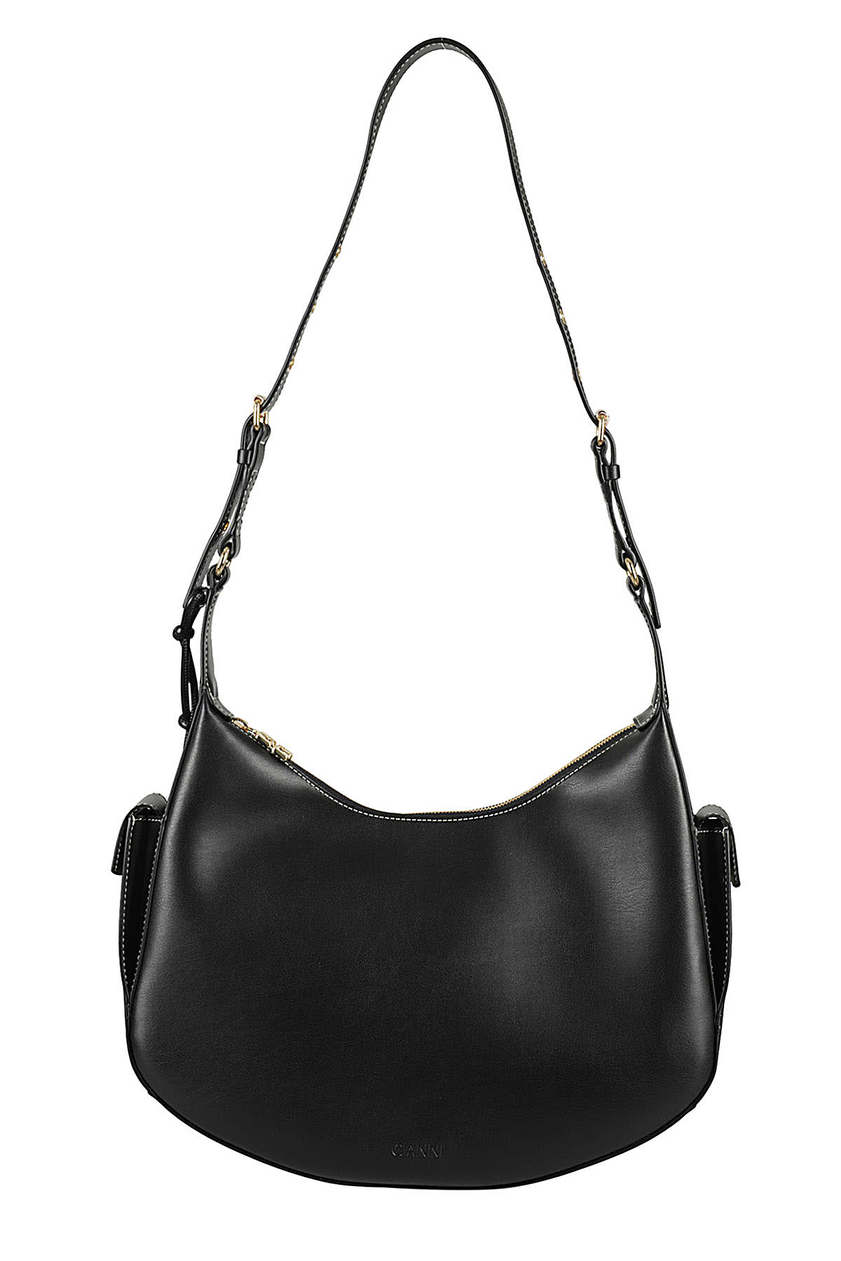 Shop Ganni Large Hobo In Black