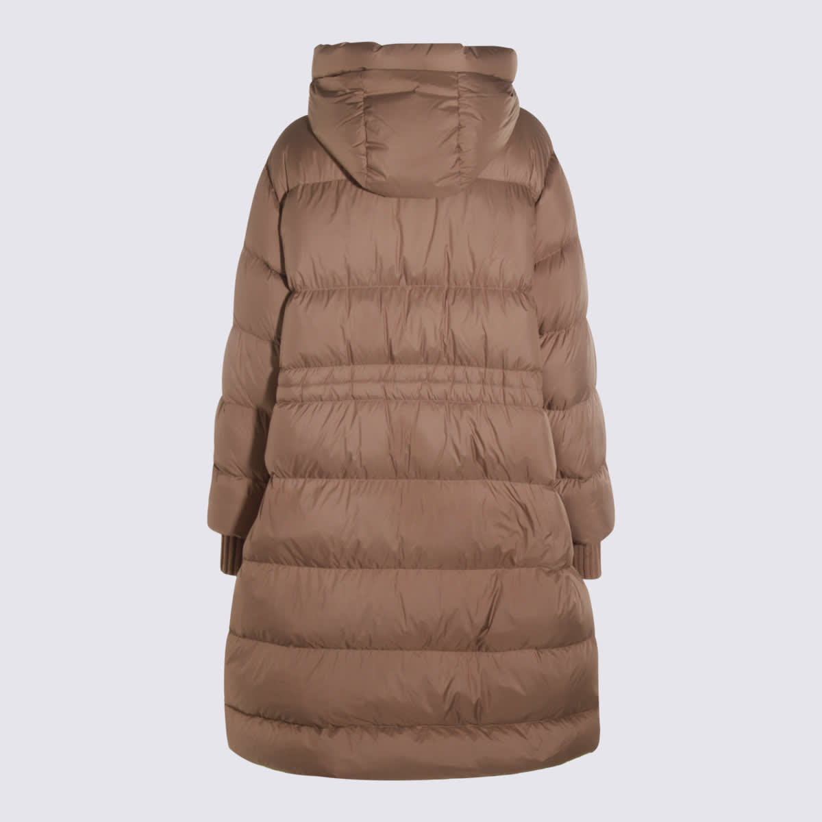 Fabiana Filippi Hooded Long Quilted Down Jacket In Brown