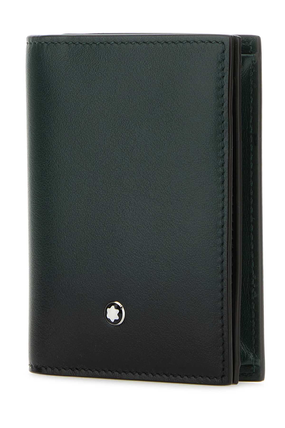 Shop Montblanc Two-tone Leather Card Holder In Britishgreen