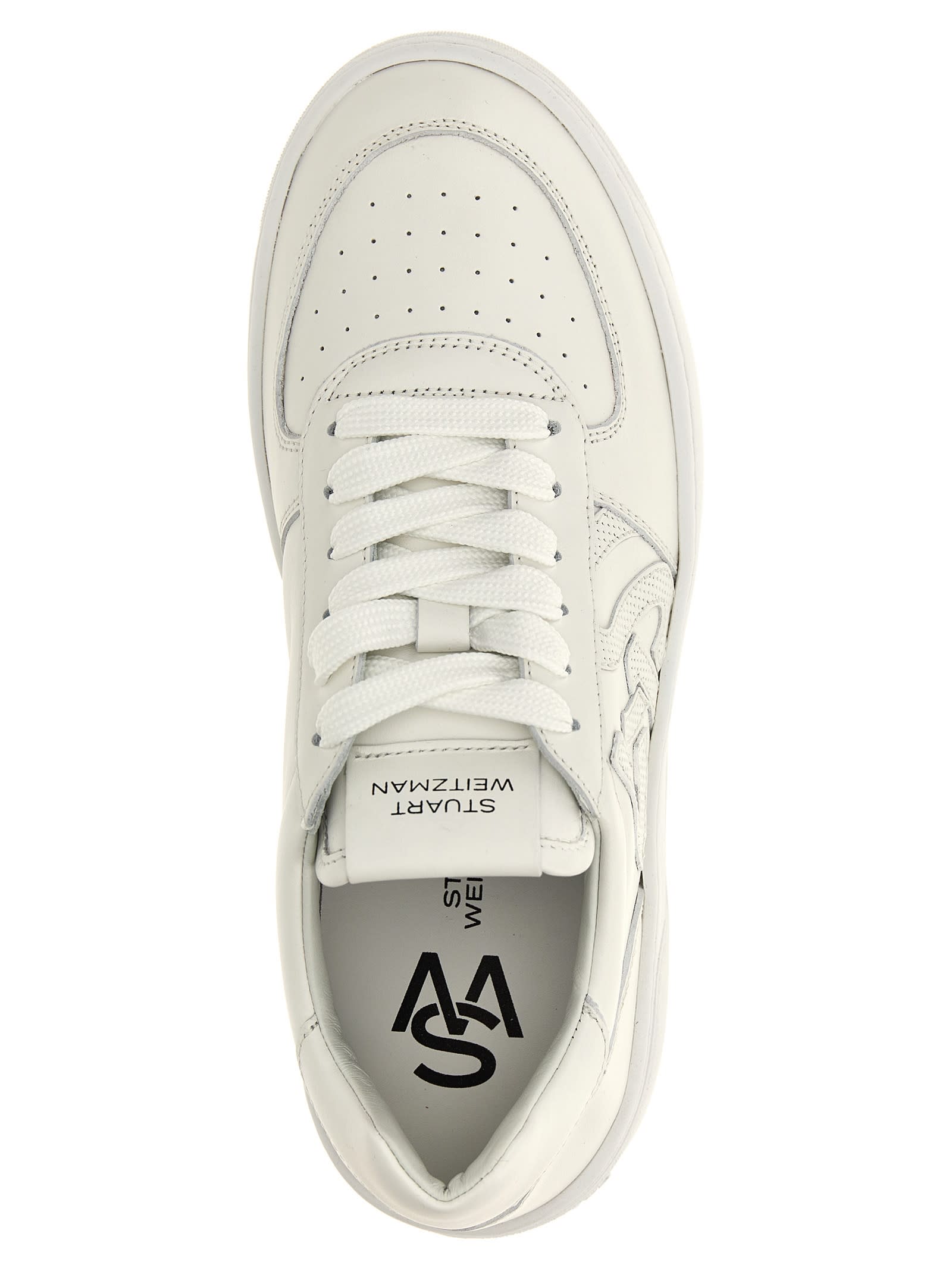 Shop Stuart Weitzman Courtside Monogram Sneakers In White