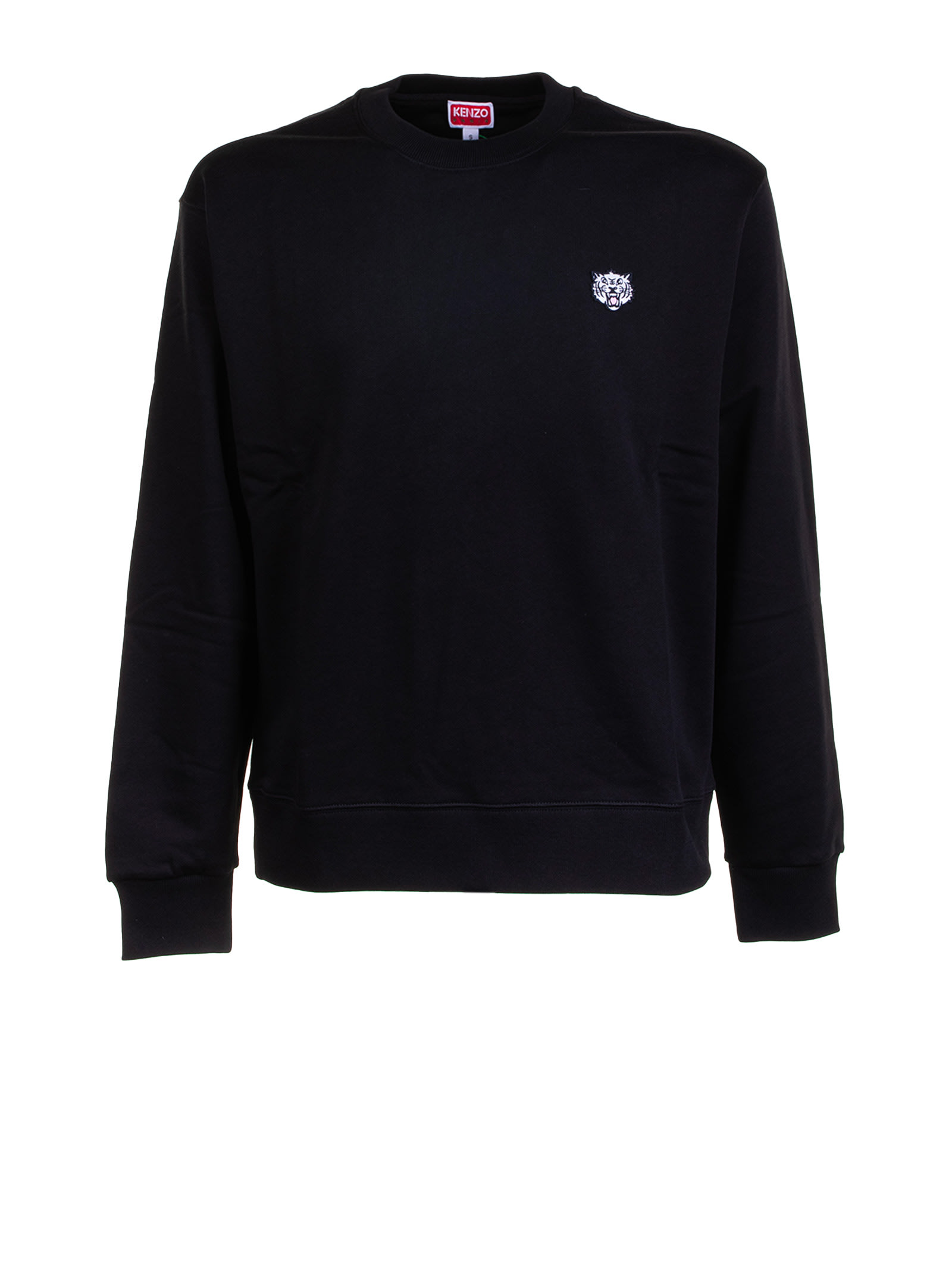 Kenzo Happy Tiger Embroidered Classic Sweatshirt Sweatshirts Black In Black