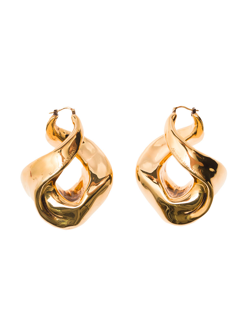 Shop Alexander Mcqueen Gold-colored Twisted Earrings In Brass Woman In Metallic