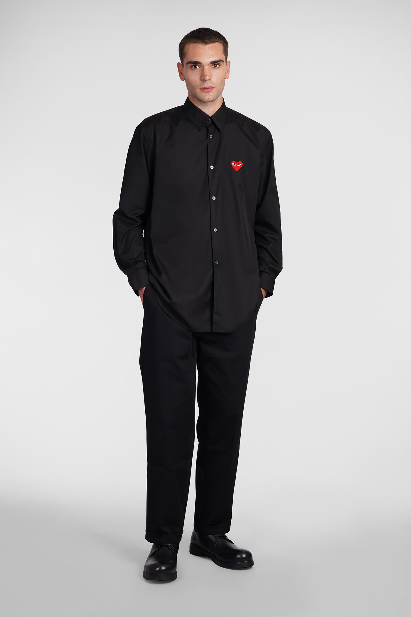 Shop Comme Des Garçons Play Shirt In Black Cotton