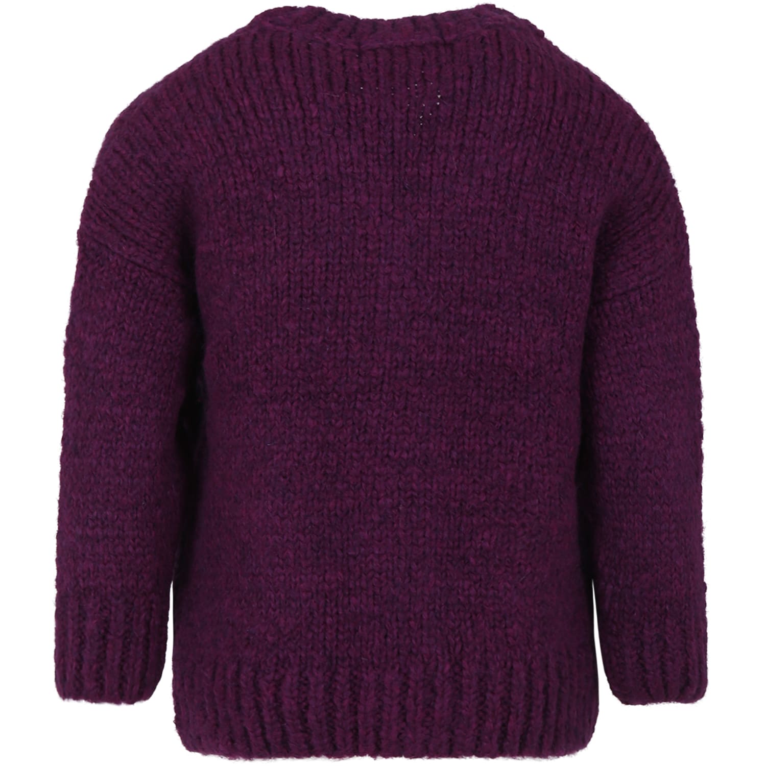 Shop Bobo Choses Purple Cardigan For Girl With Logo In Bordeaux