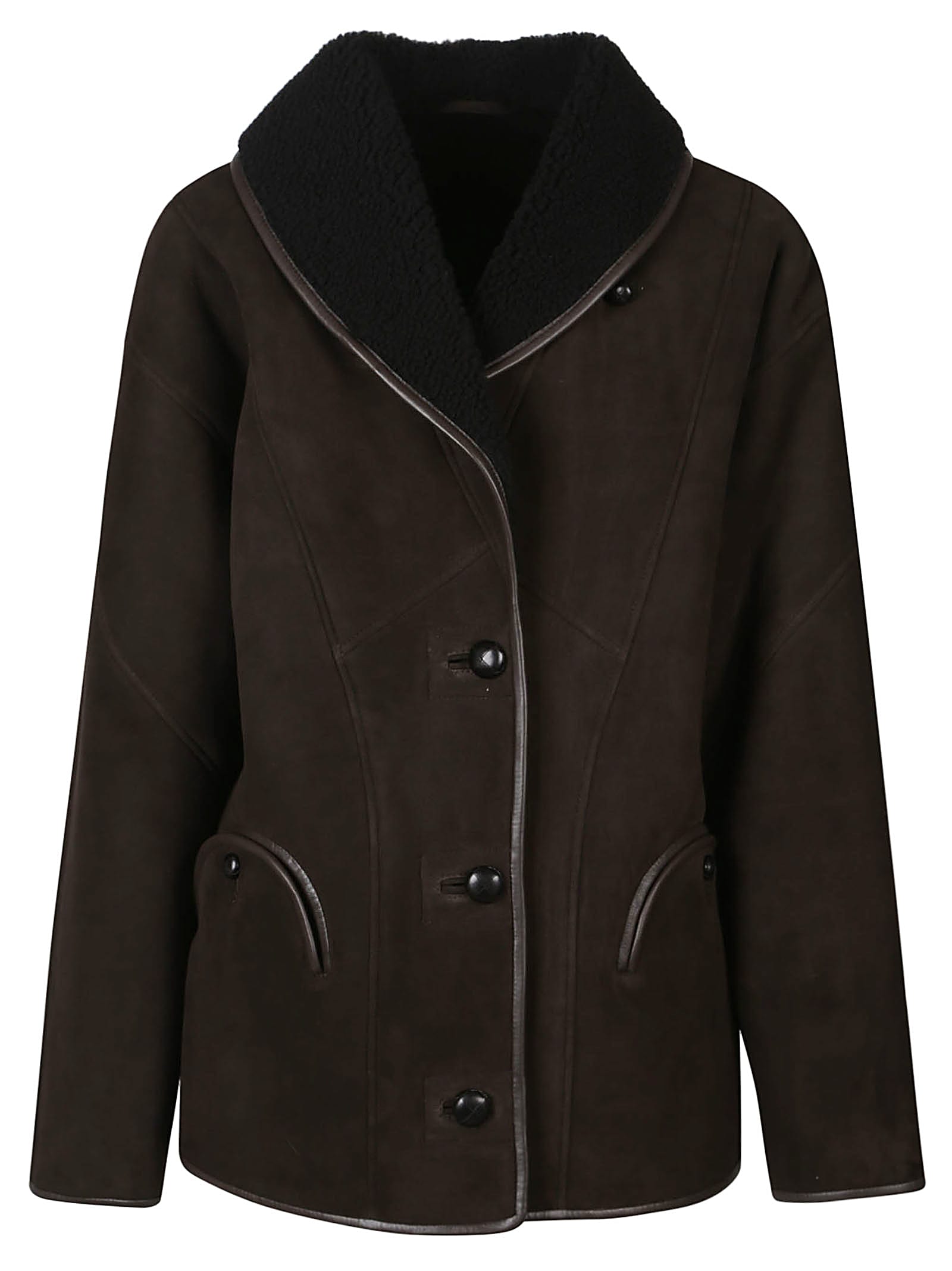 Shop Blazé Milano Tatoosh Shearling Coat In Dark Chocolate