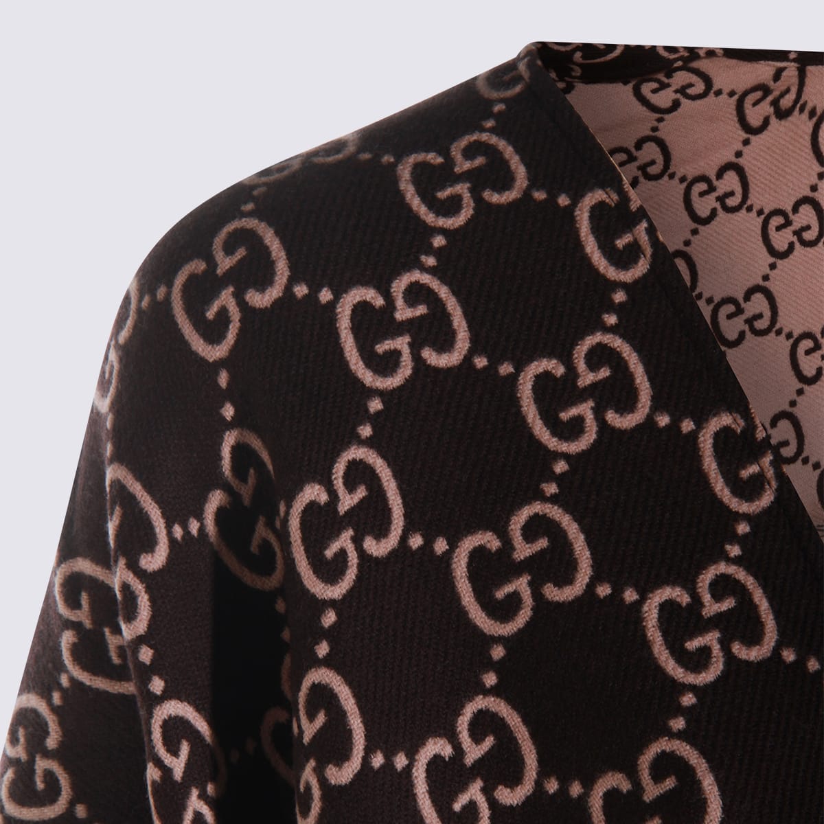 Gucci Brown And Pink Wool Cape In Multi