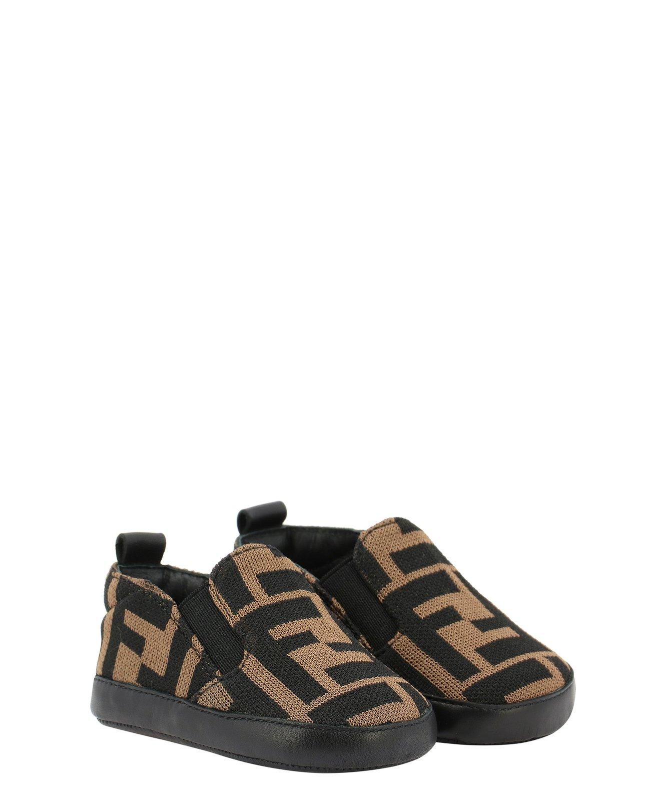 Fendi Ff Motif Slip-on Sneakers In Brown