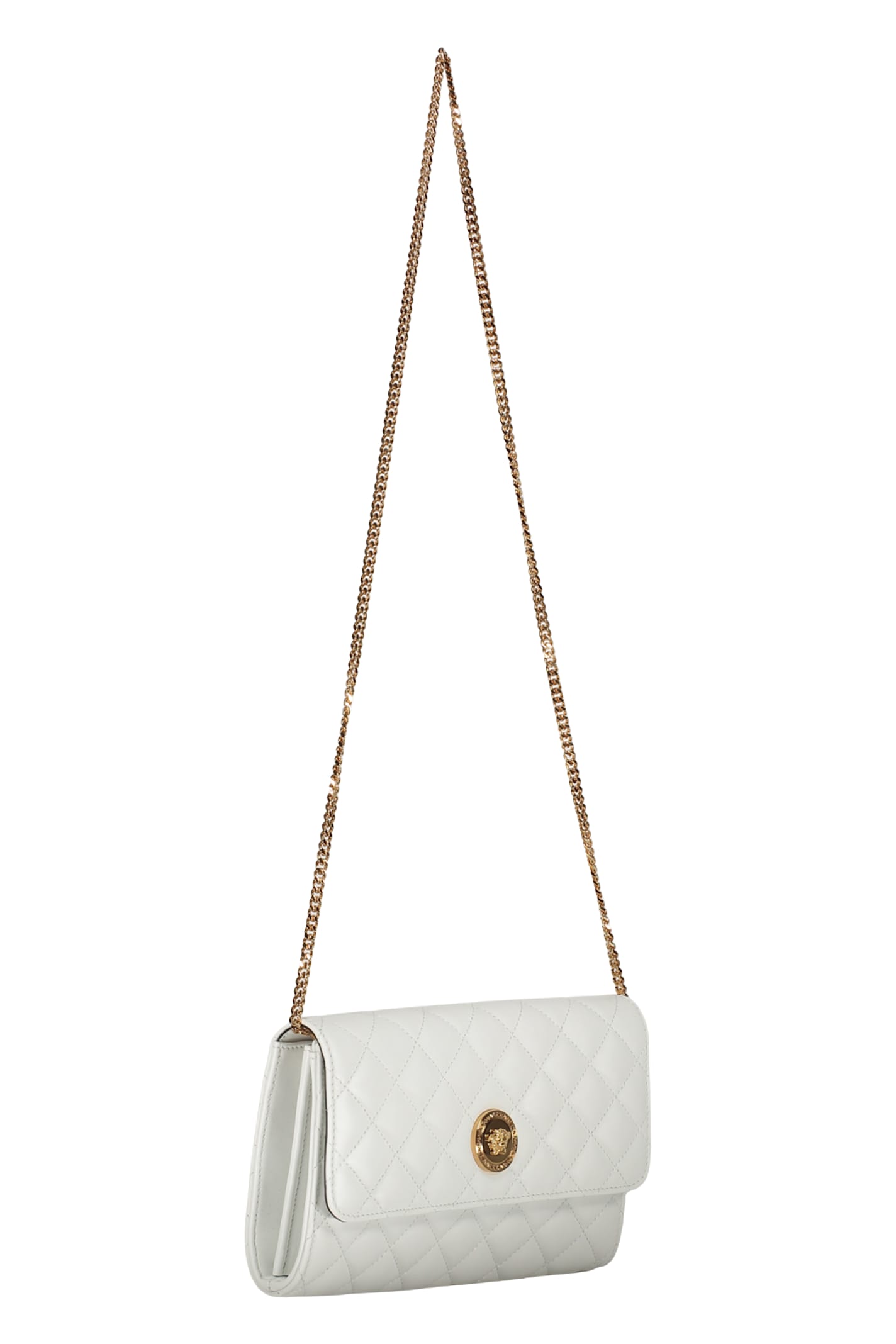 Versace Leather Crossbody Bag In White