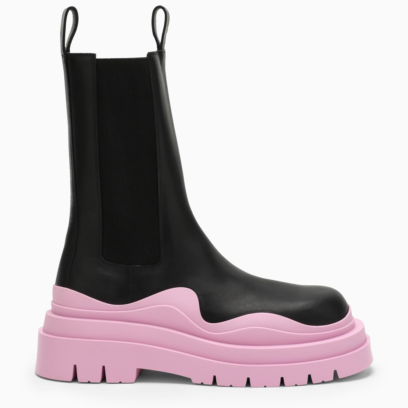Bottega Veneta Black\/pink Gloss The Tire Boots