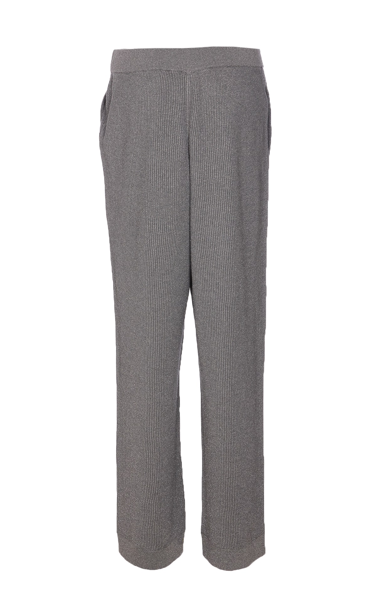 Brunello Cucinelli Vanise Sparkling Knitted Trousers In English Rib In Burgundy
