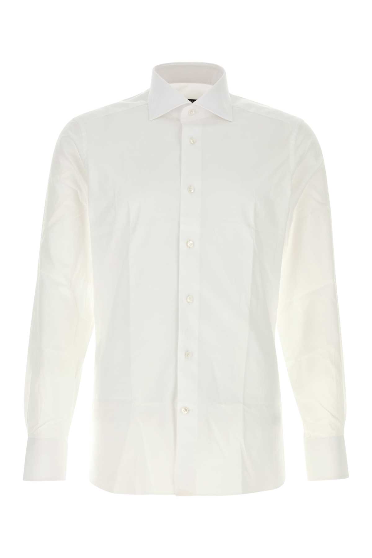 Zegna Micro Striped Trecapi Tailored Fit Long Sleeve Shirt In White