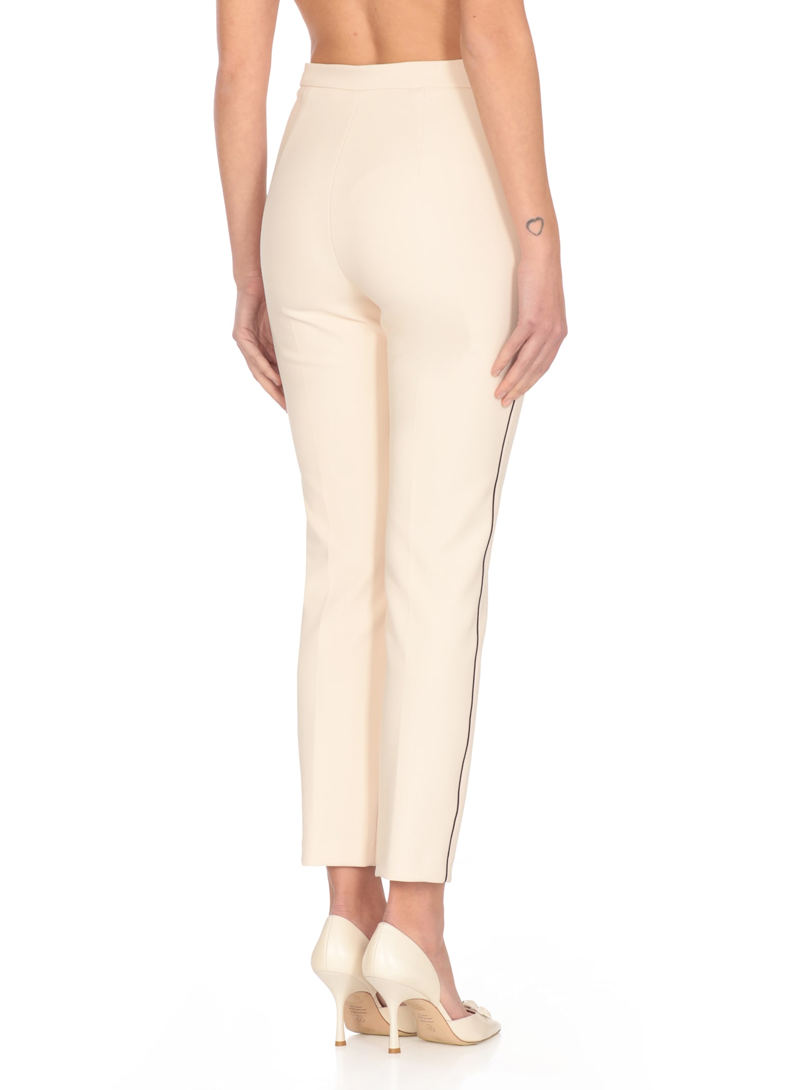 Elisabetta Franchi Crepe Pants In Ivory