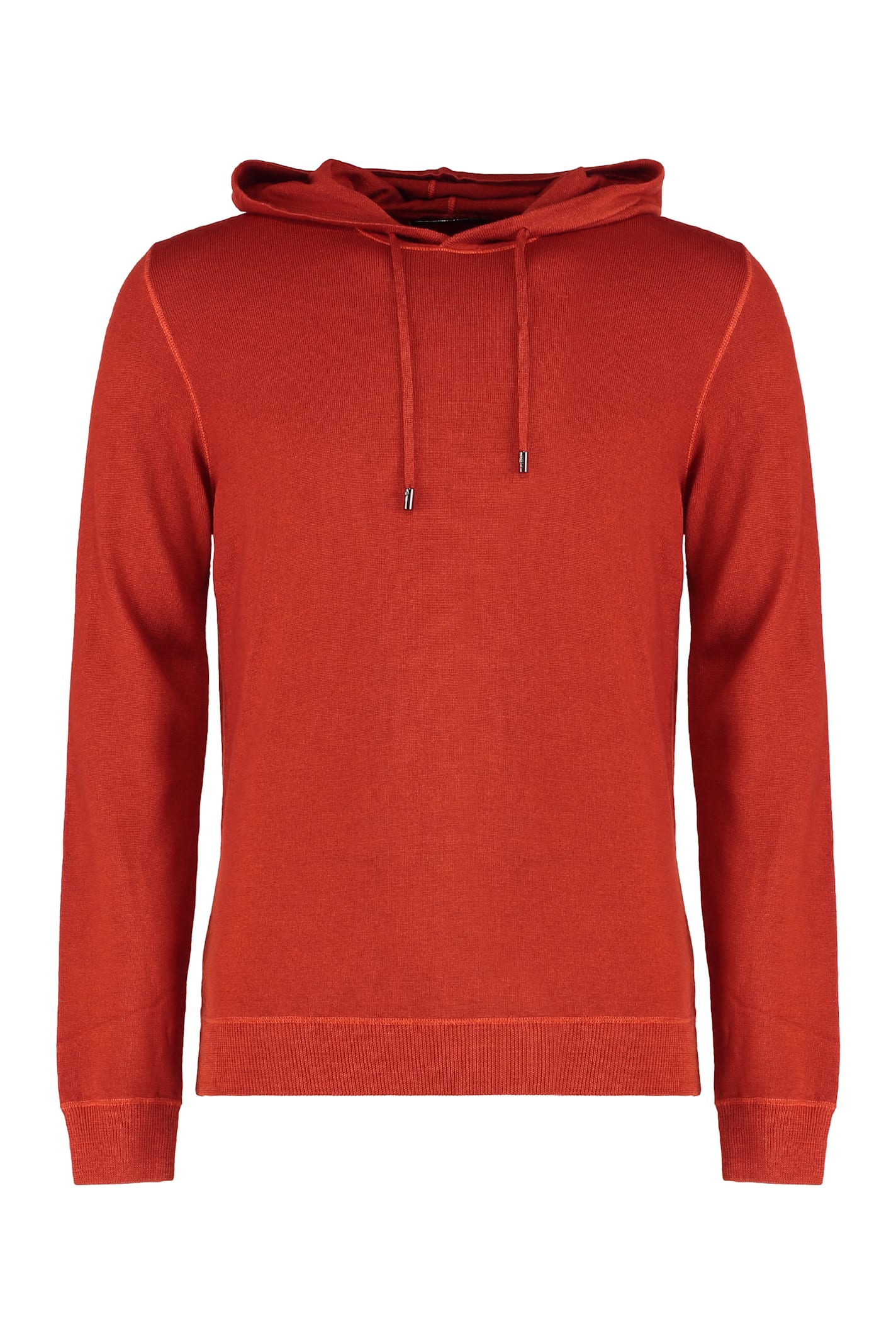 Moorer Ribbed Hooded Sweater In Red