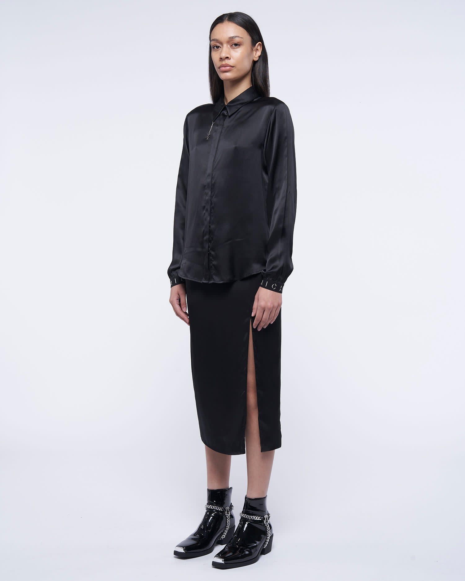 Shop John Richmond Puff Sleeve Shirt In Nero