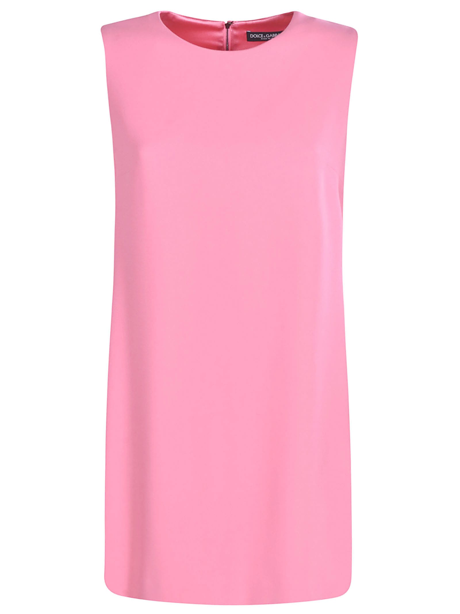 Dolce & Gabbana Rear Zip Sleeveless Dress In Pink