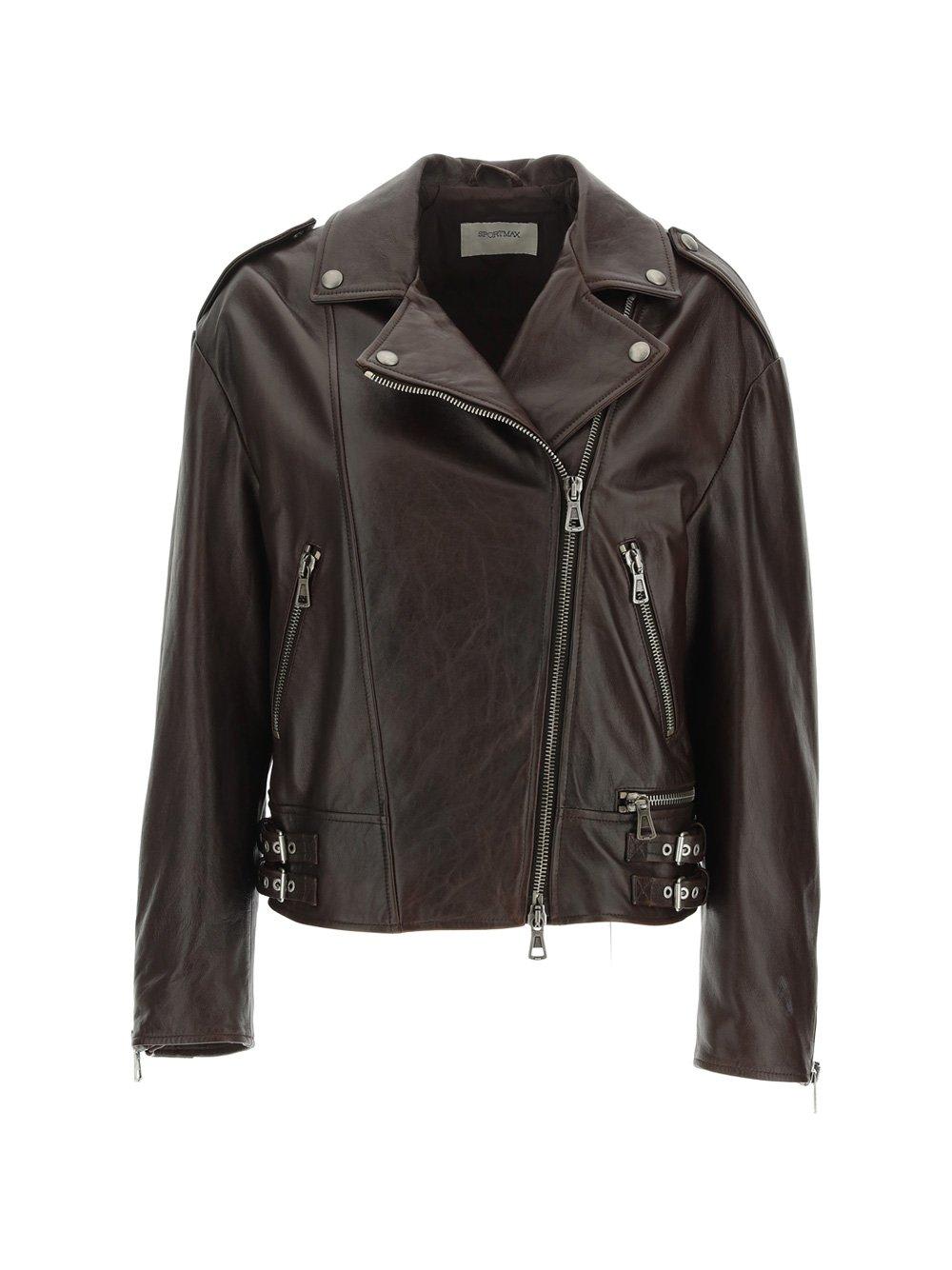 SportMax Zip-up Leather Biker Jacket