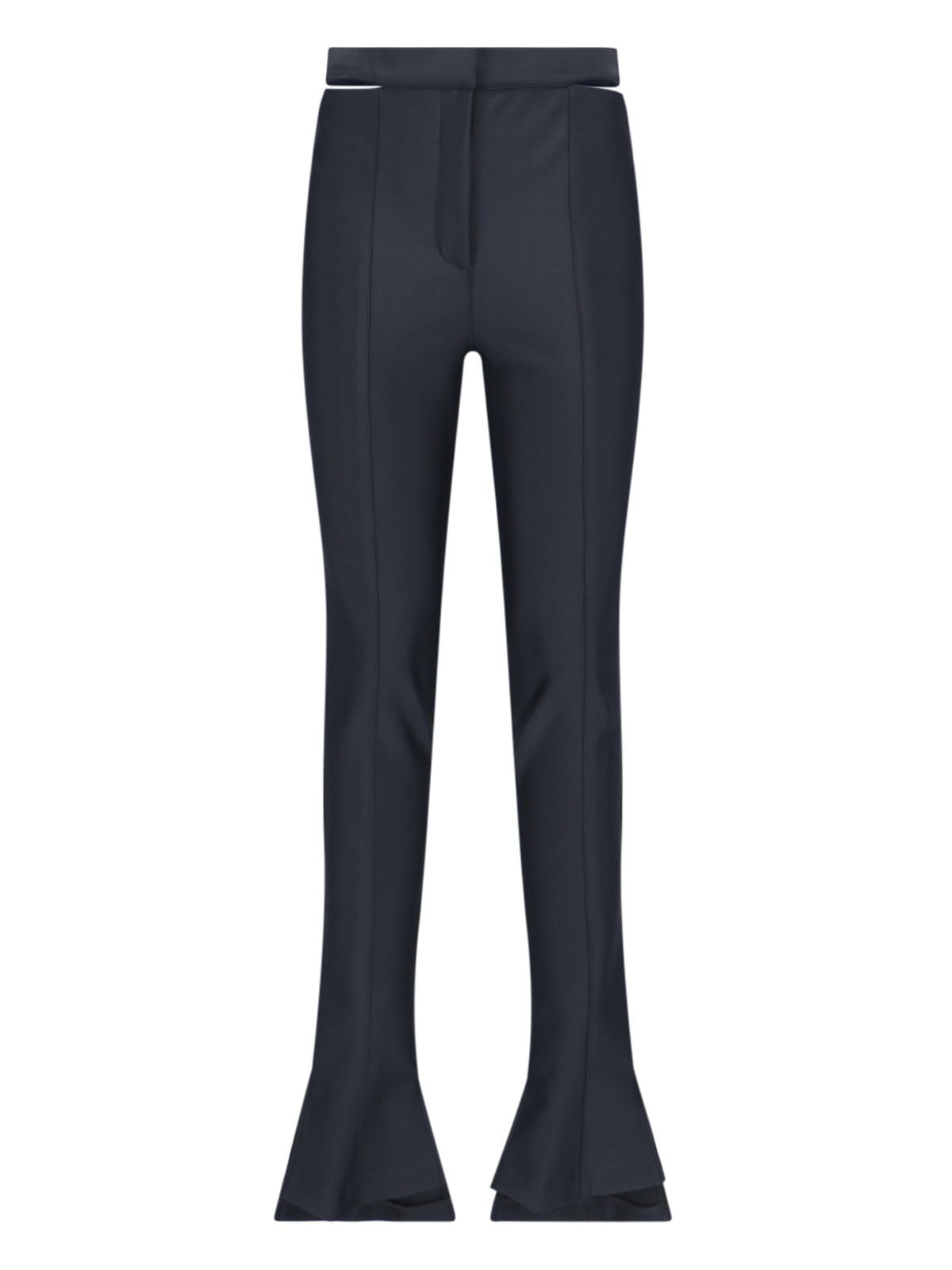 Mugler Black Bonded Eco Lycra Trousers In Black