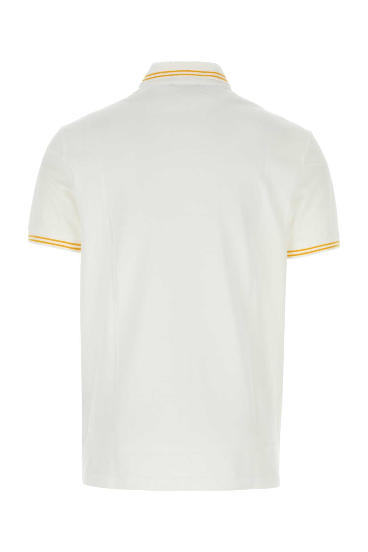 Shop Versace White Piquet Polo Shirt In Opticalwhite