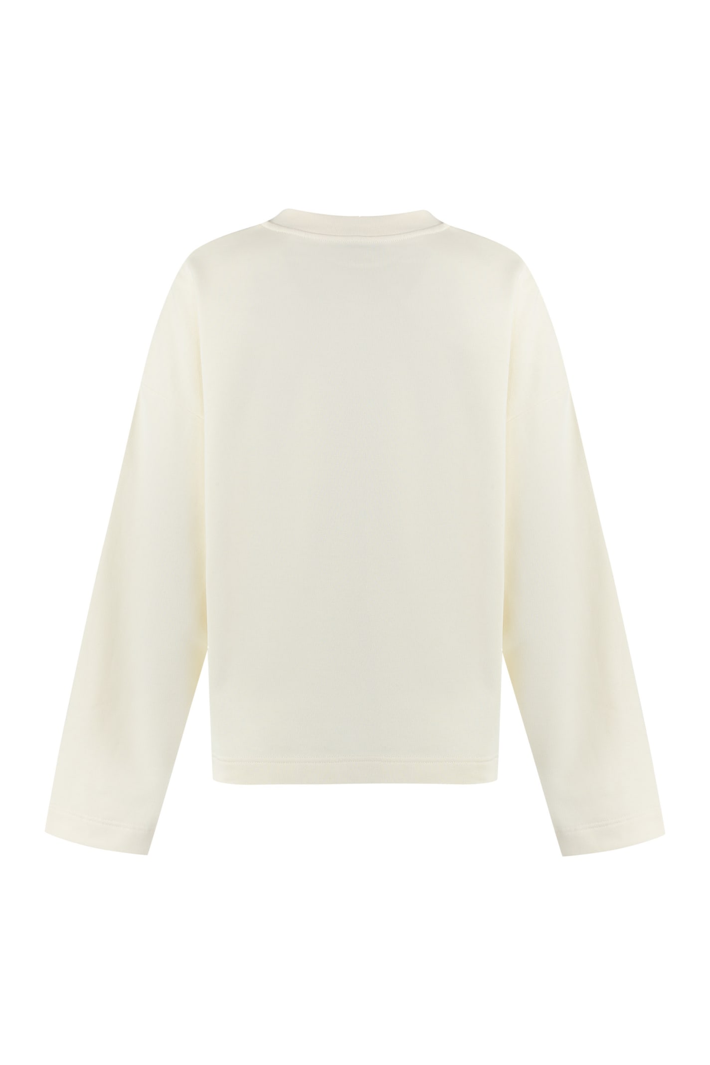 Moncler Logo-embroidered Cotton Sweatshirt In White