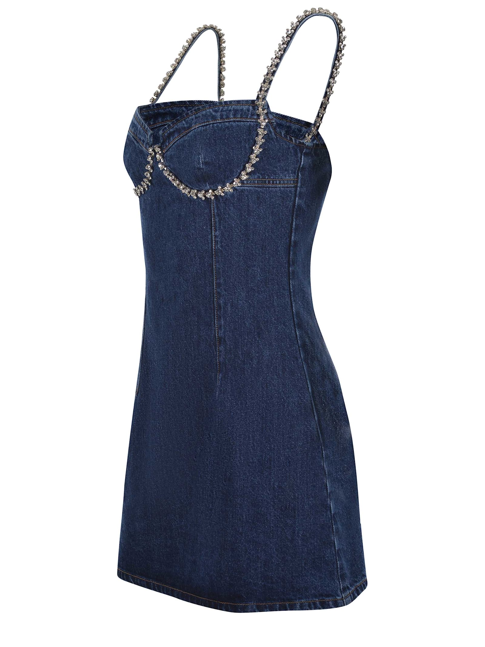 Shop Self-portrait Dress  Made Of Denim