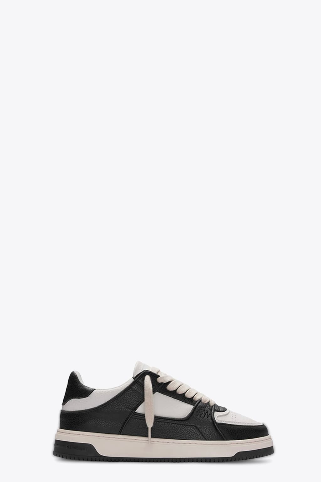 Apex Off White And Black Leather Low Top Sneaker - Apex