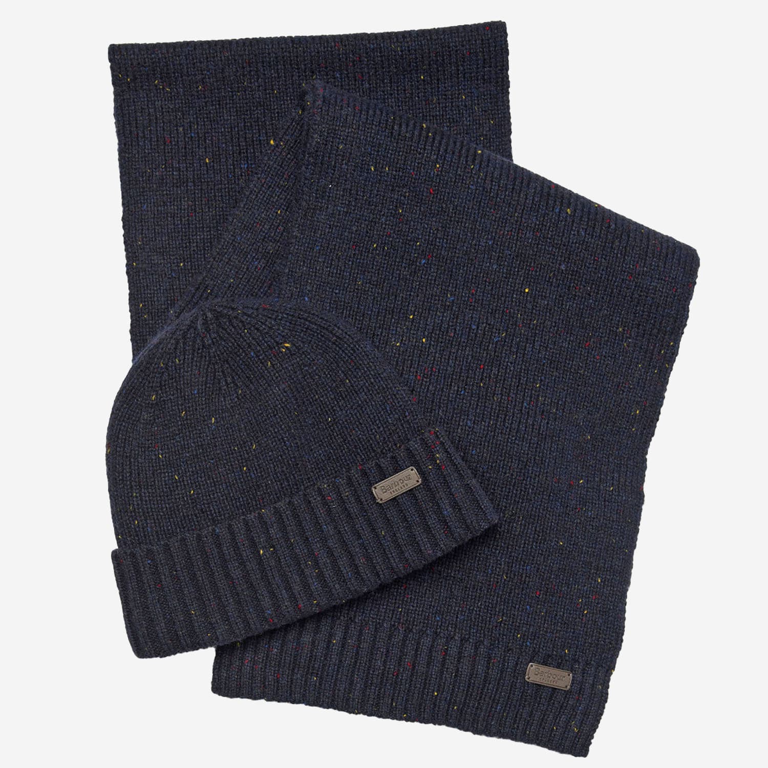 Barbour Carlton Fleck Hat And Scarf Gift Set In Blue