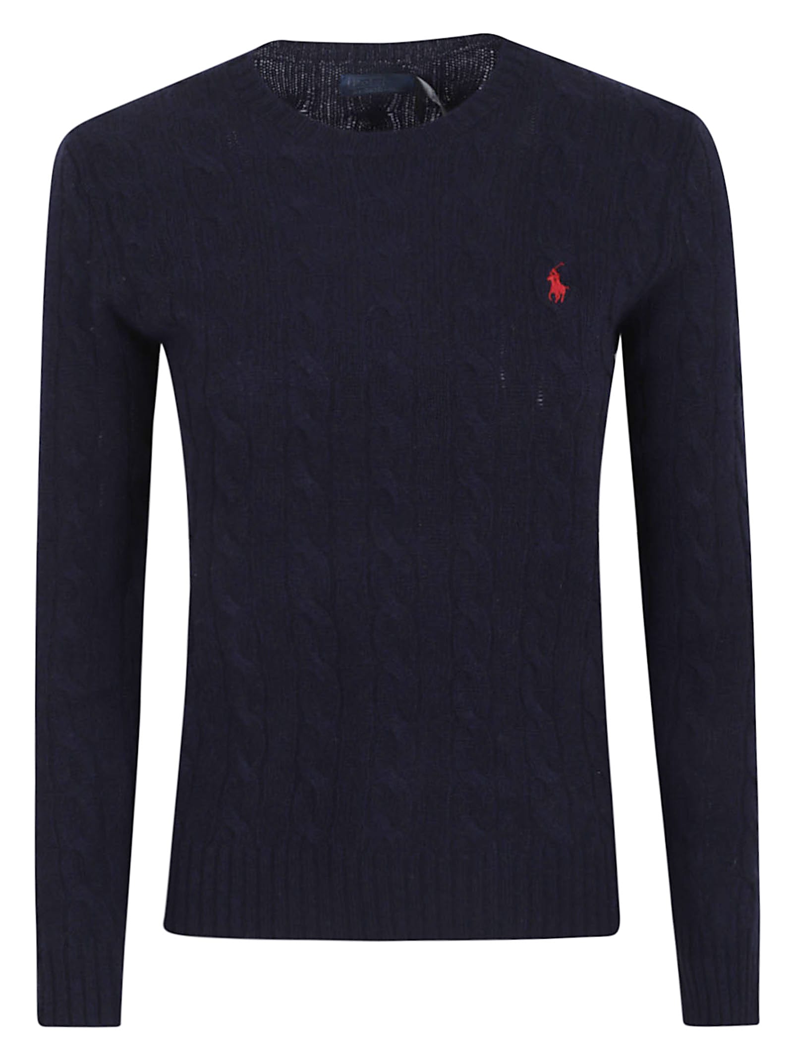 Polo Ralph Lauren Plaited Wool And Cashmere Crew-neck In Blue