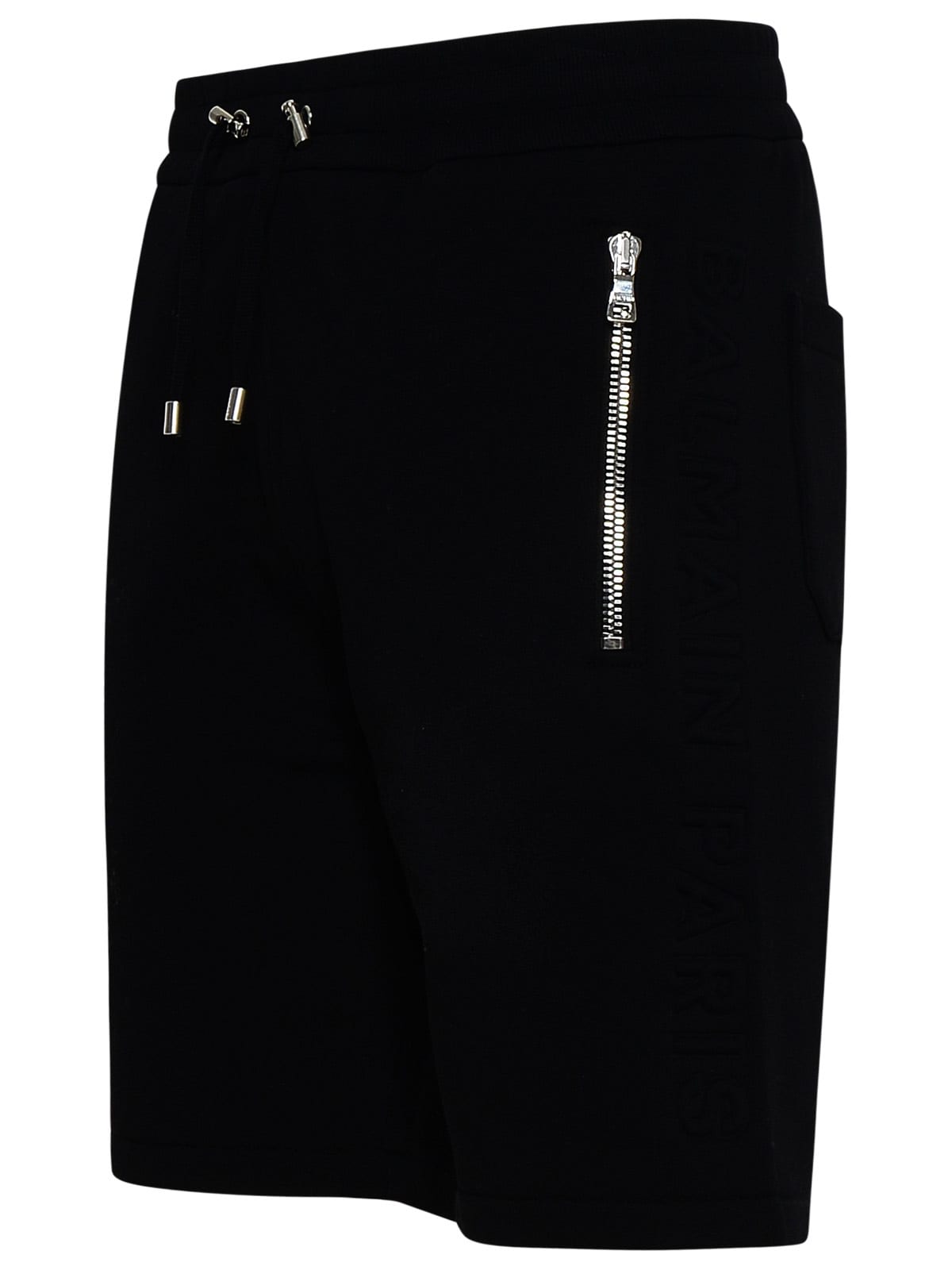 Shop Balmain Black Cotton Bermuda Shorts