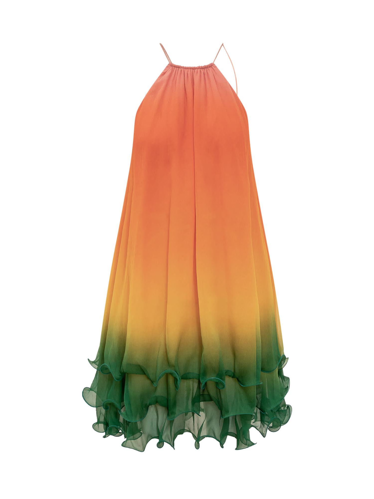 Shop Casablanca Silk Cocktail Dress In Rainbow Gradient