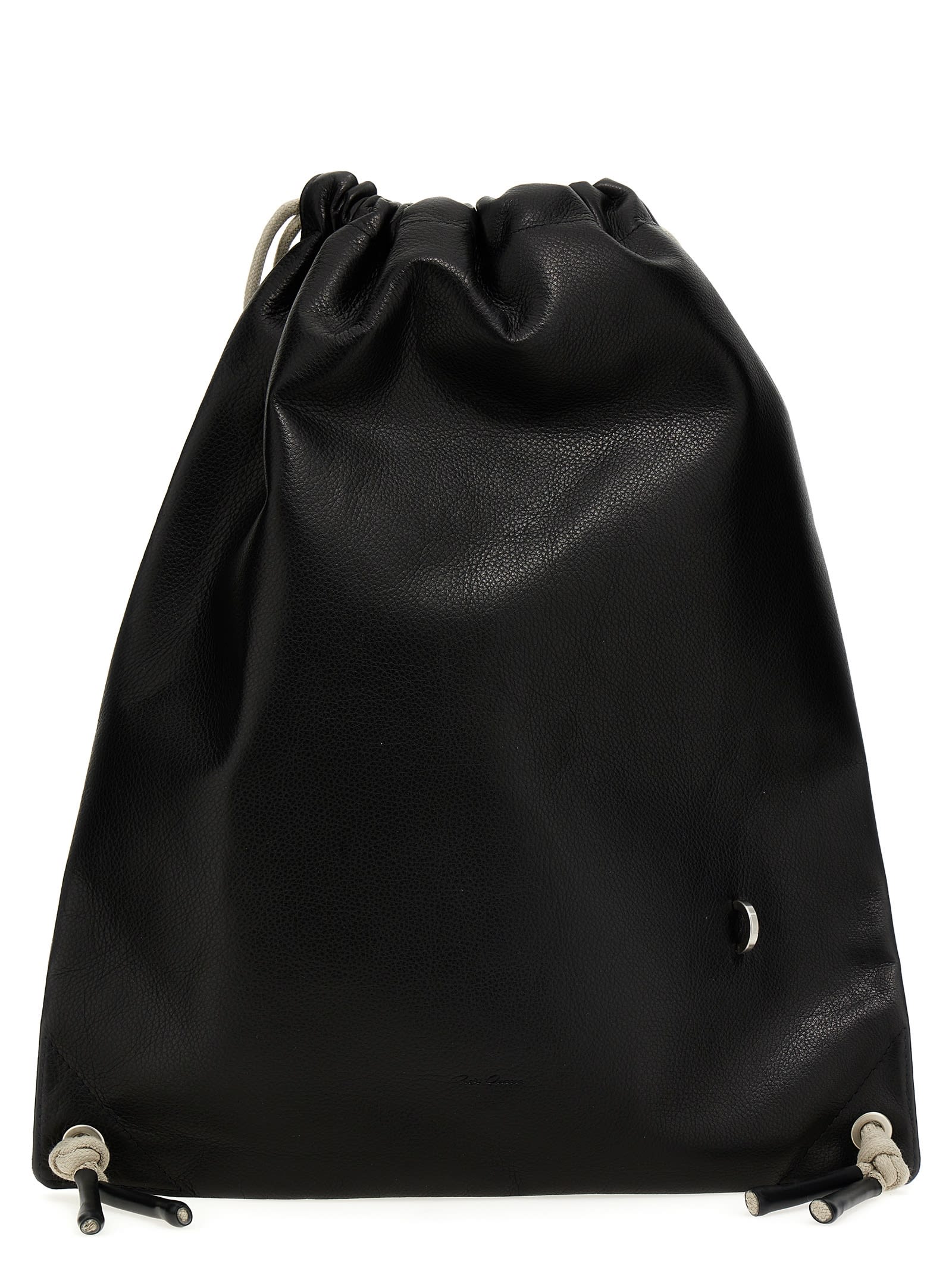Rick Owens Leather Backpack In Black Pearl