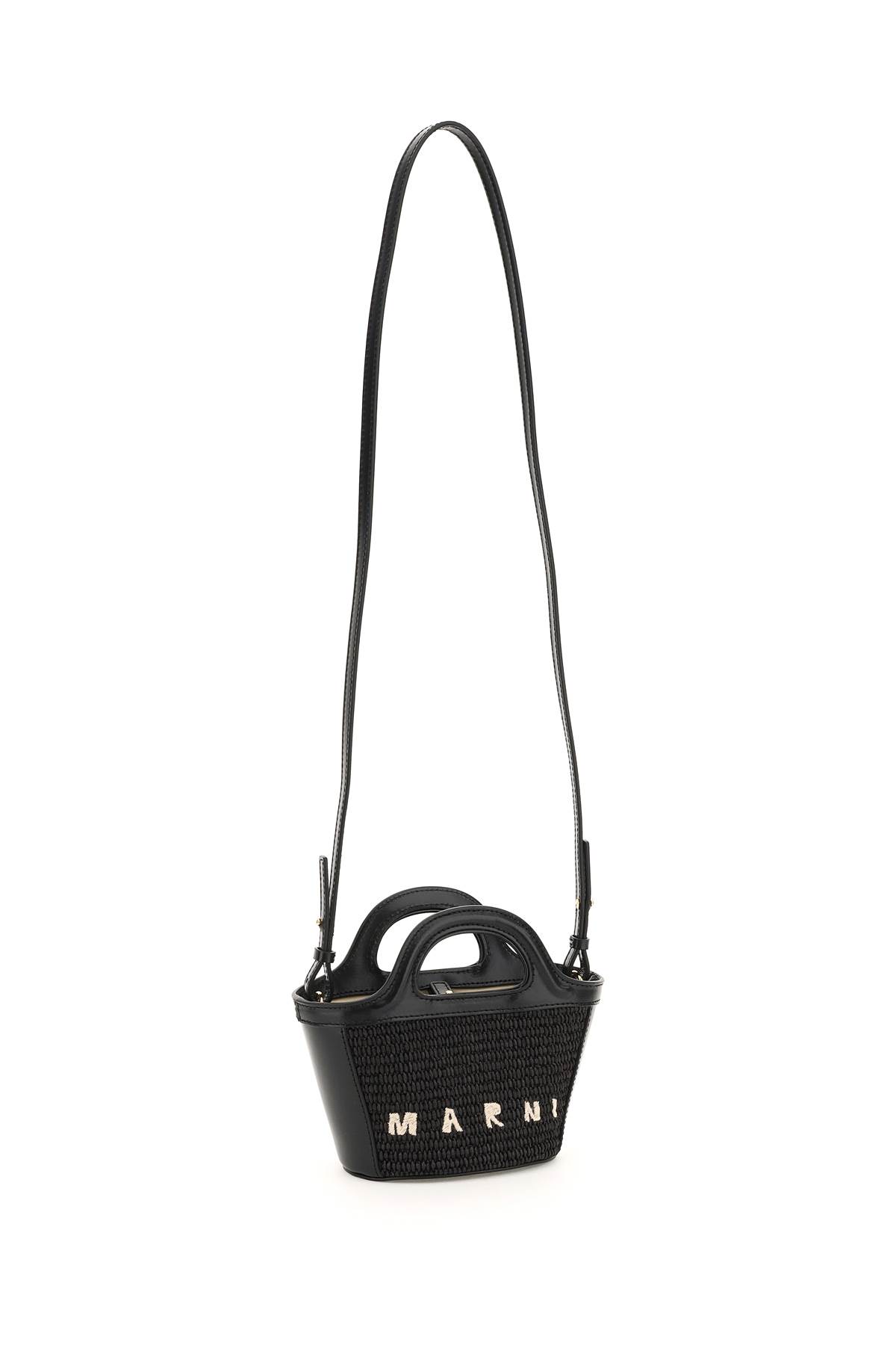 Shop Marni Micro Tropicalia Bucket Bag In Black (black)