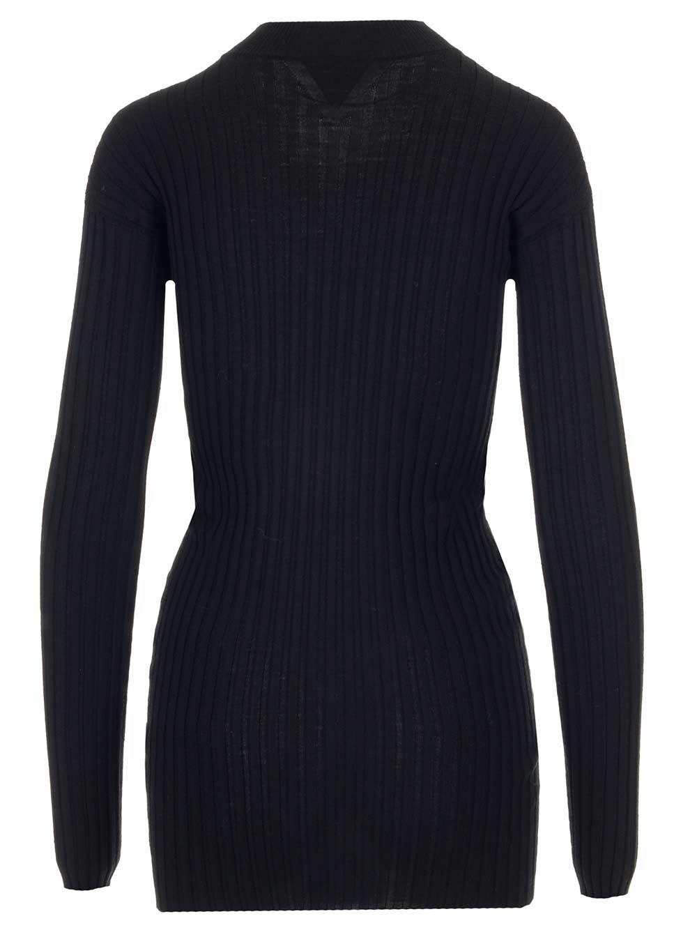 Shop Bottega Veneta Ribbed Knit Sweater In Black