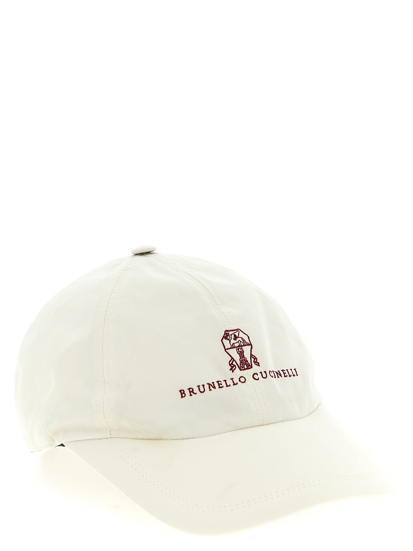 Brunello Cucinelli Logo Embroidery Cap In White