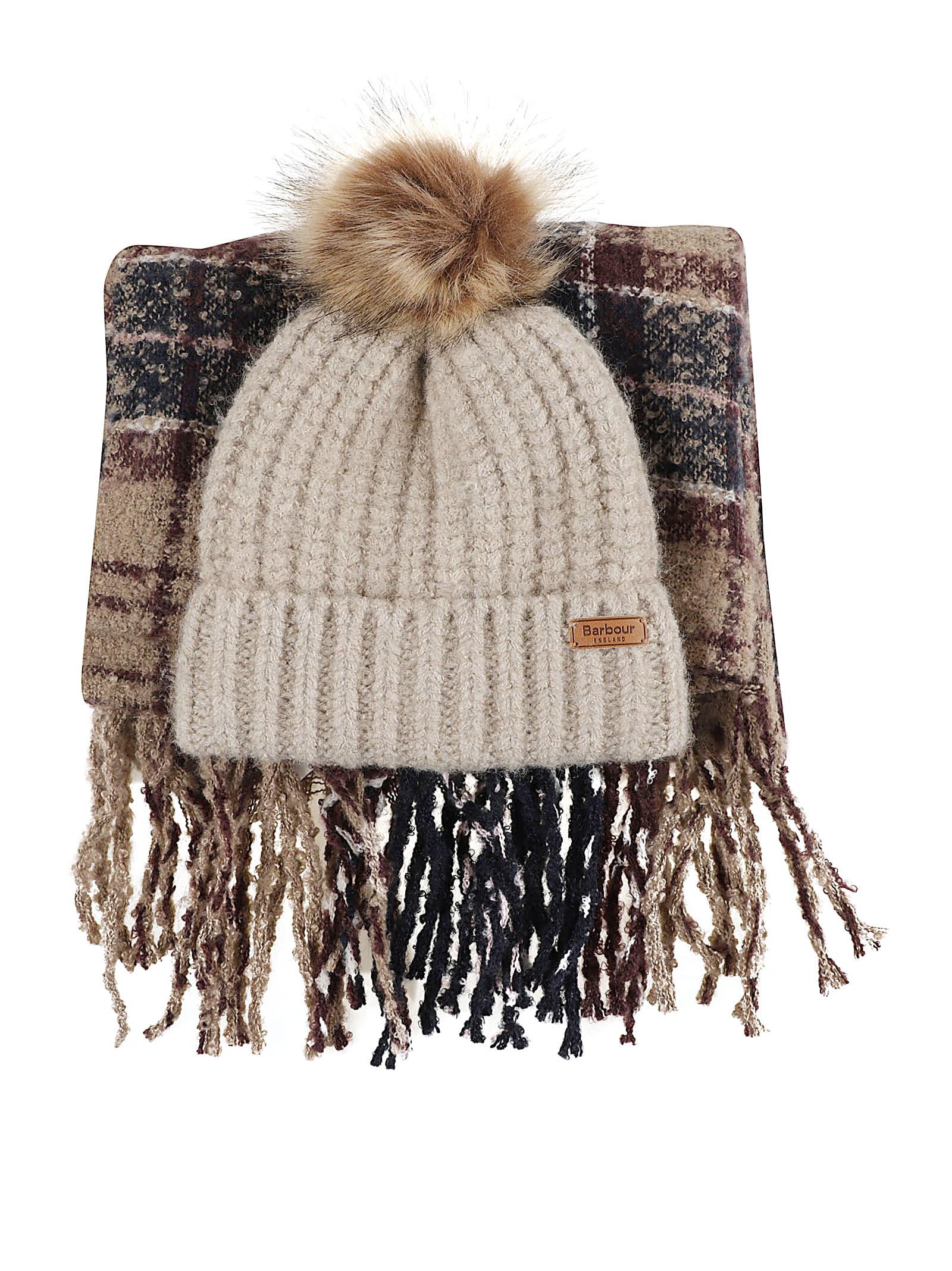 Barbour Scarf And Hat Set In Animal Print