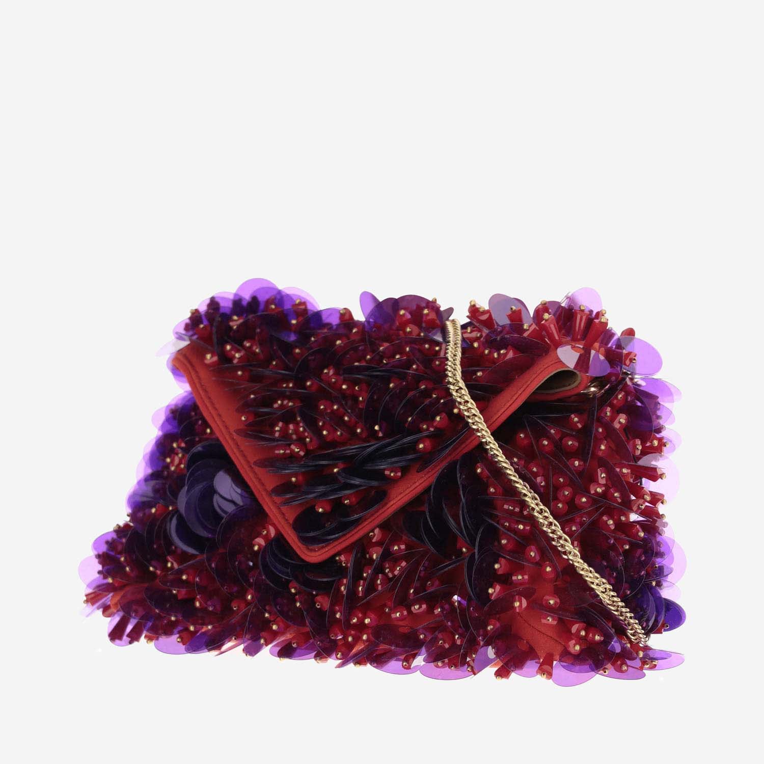 Shop Dries Van Noten Silk Bag With Sequins And Beads In Red