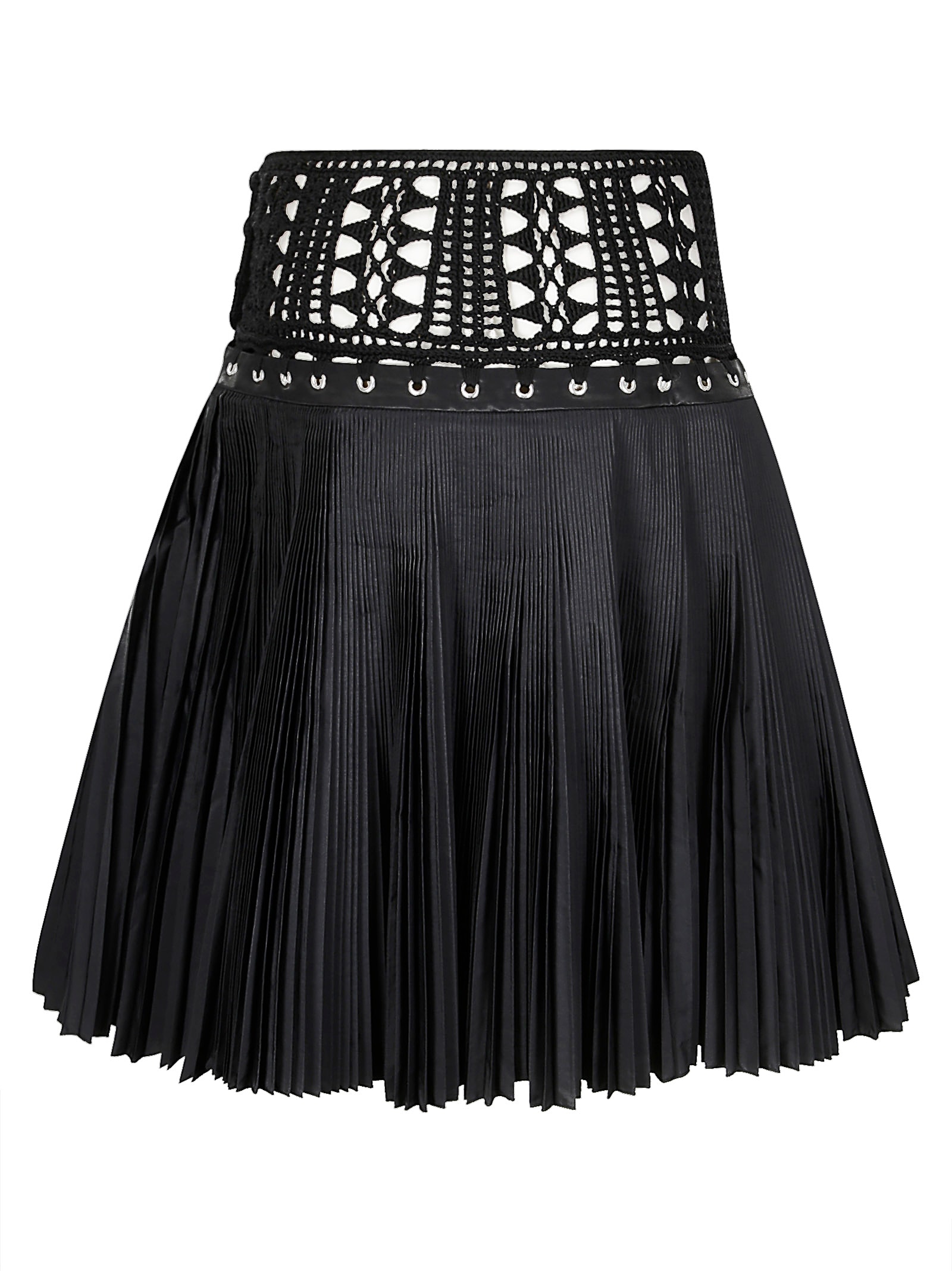 Shop Chopova Lowena Pleated Crochet Skirt In Black