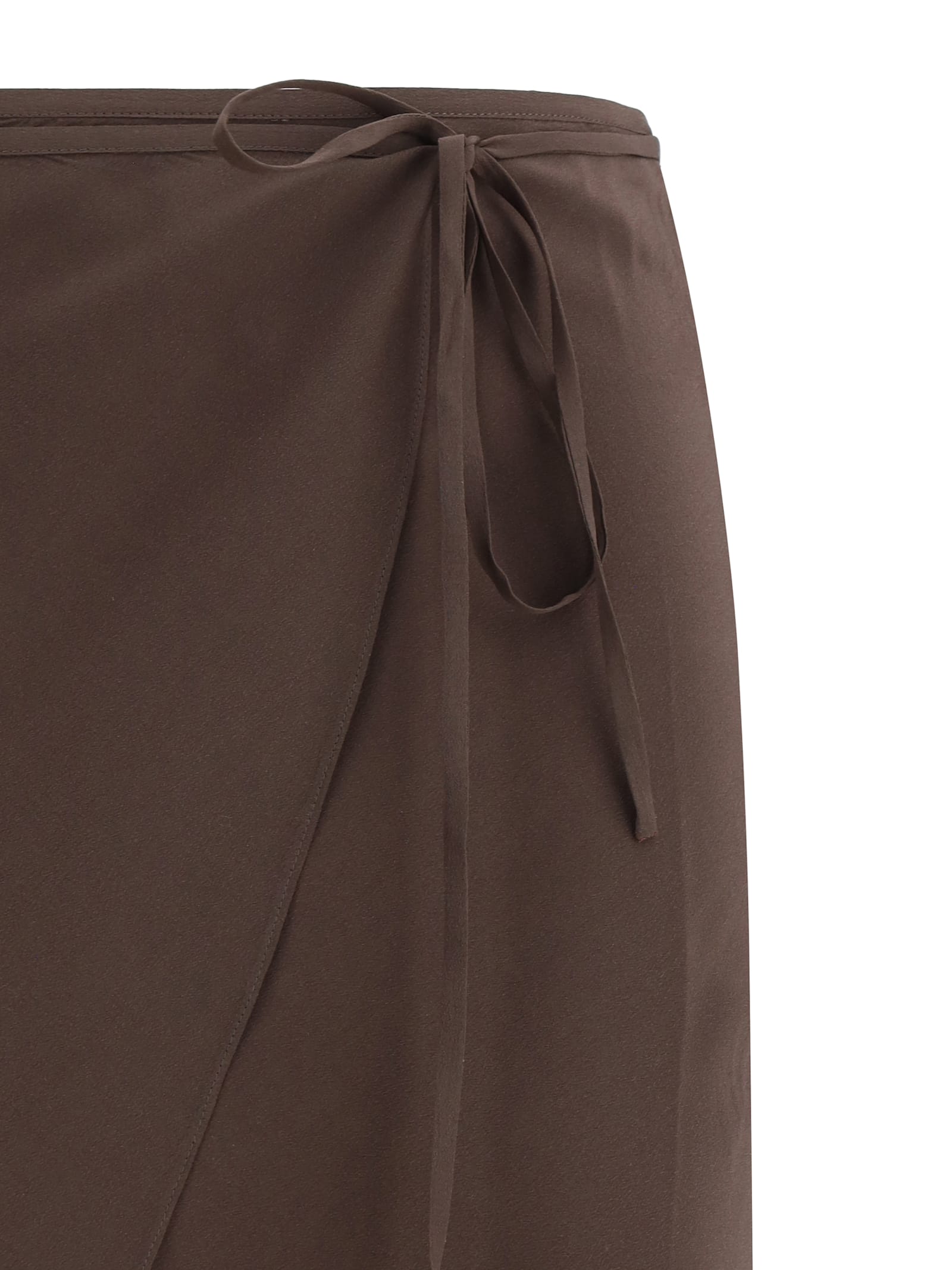 Petar Petrov Sophisticated Silk Midi Skirt With Asymmetric Hem In Dark Brown