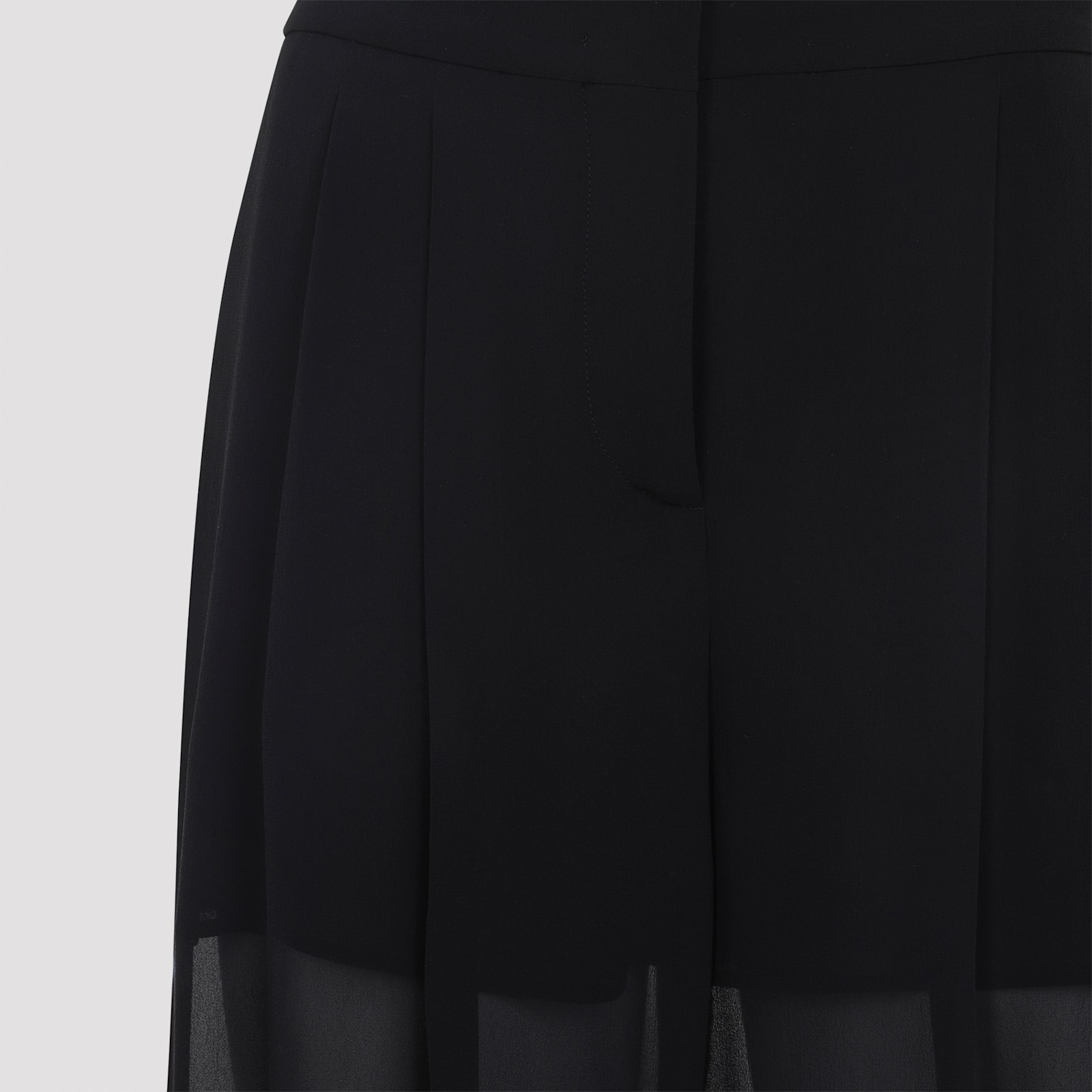 Alberta Ferretti Wide Leg Silk Trousers With Sheer Panels In Black
