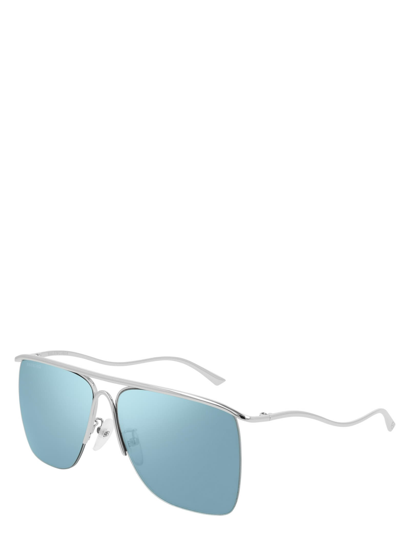 Shop Balenciaga Bb0092s Silver Sunglasses