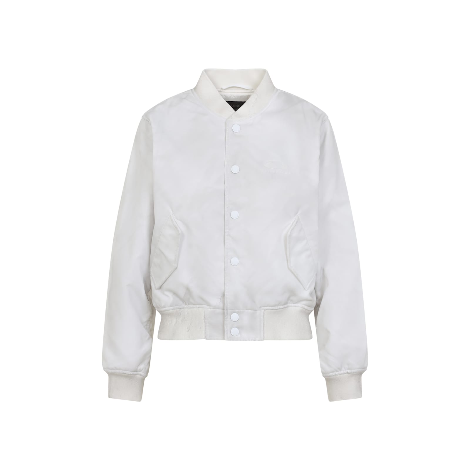 Balenciaga Shrunken Varsity Jacket Ribbed Cuffs In White