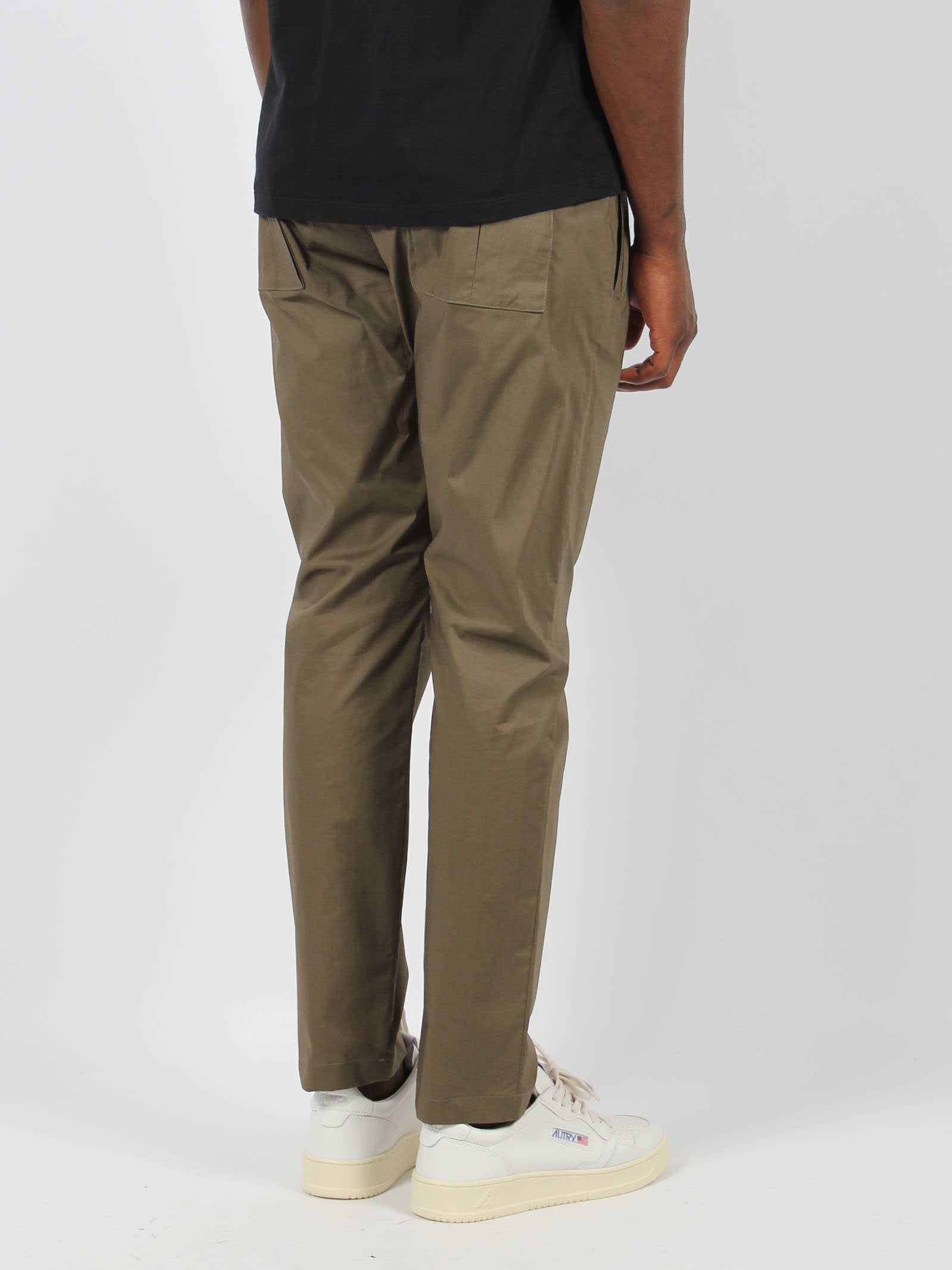 Shop Herno Light Cotton Stretch Trousers In Green