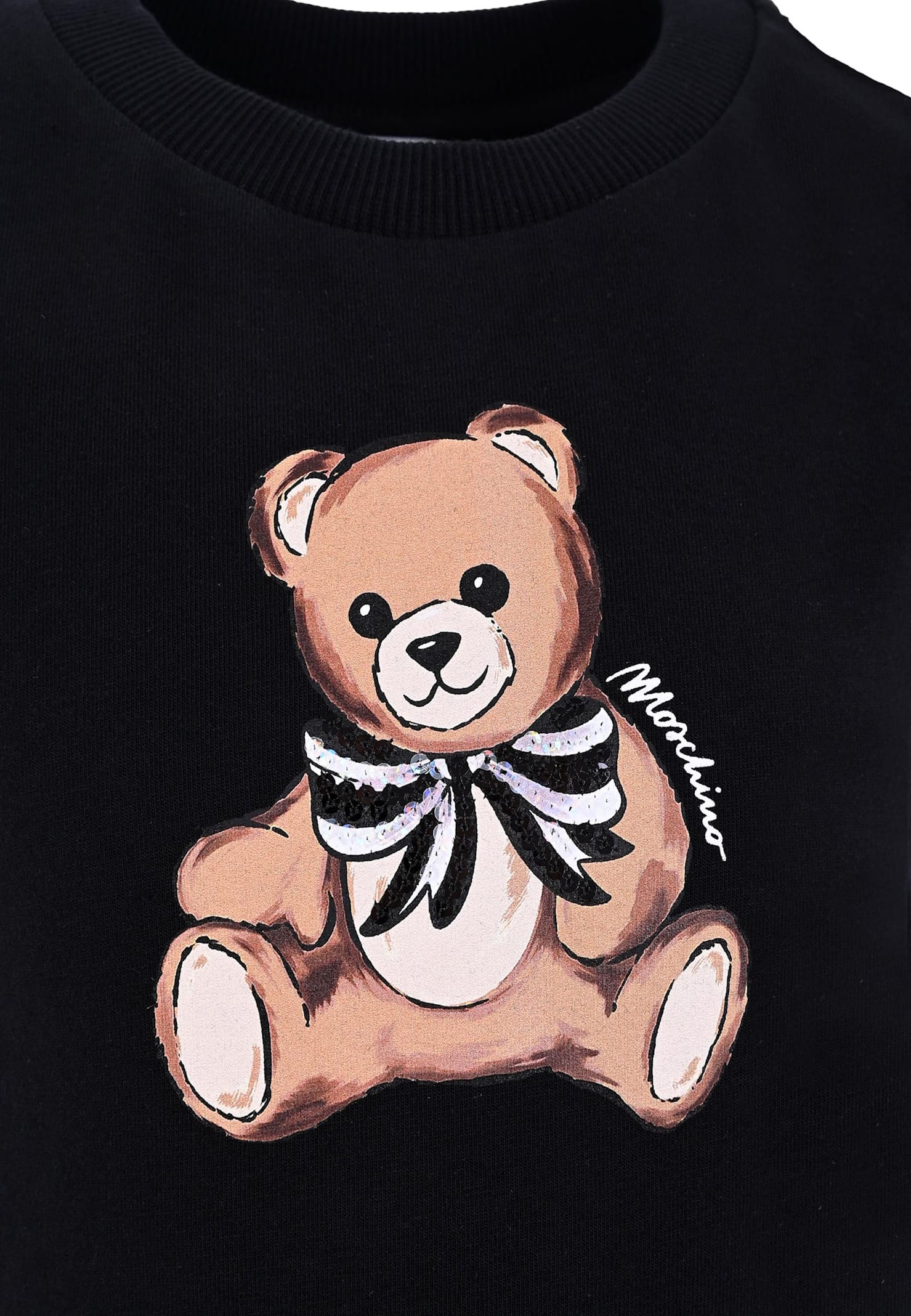 Moschino Black T-shirt For Girl With Teddy Bear In Multi