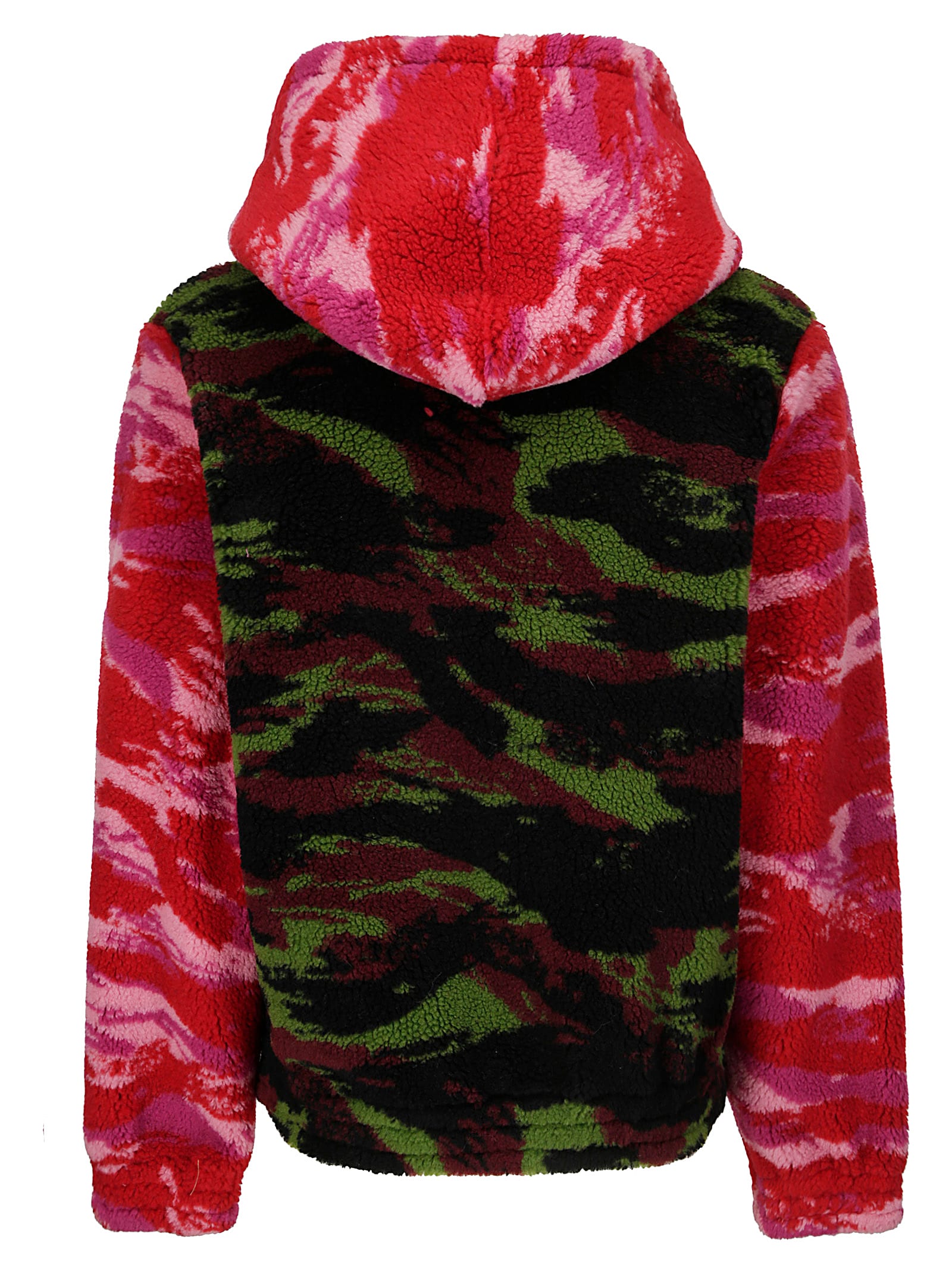 Shop Chopova Lowena Hooded Fleece In Green And Red Camo