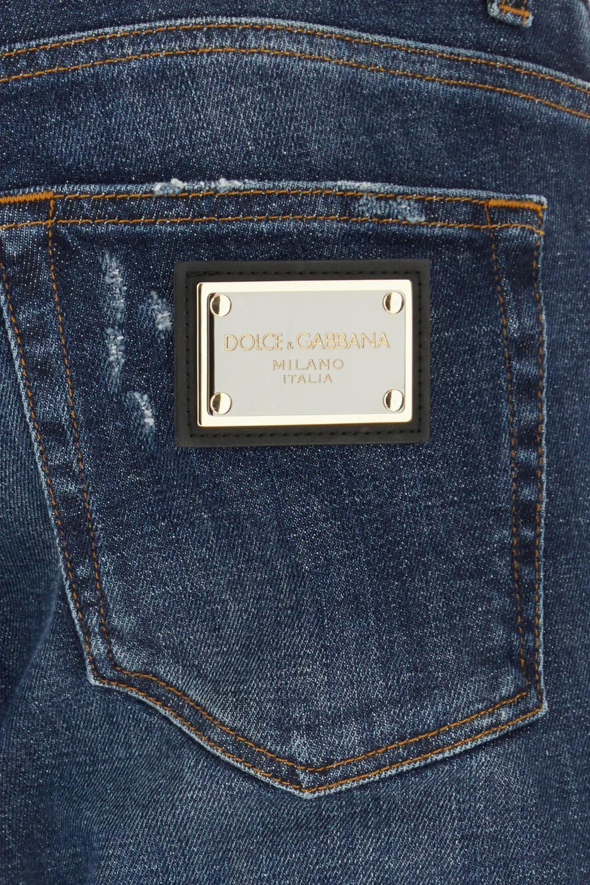 Shop Dolce & Gabbana Blue Stretch Denim Jeans