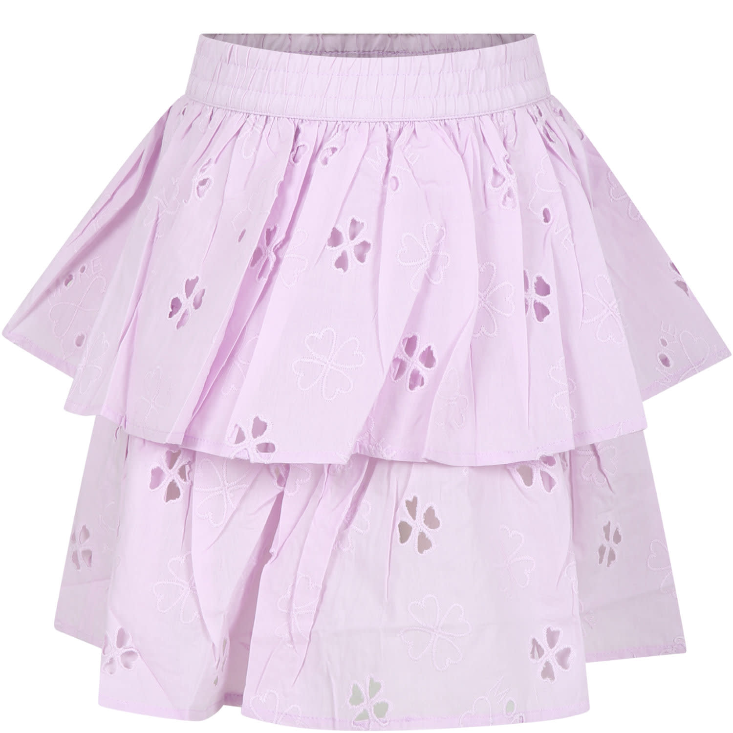 Molo Kids' Pink Casual Skirt For Girl With Macramé Lace
