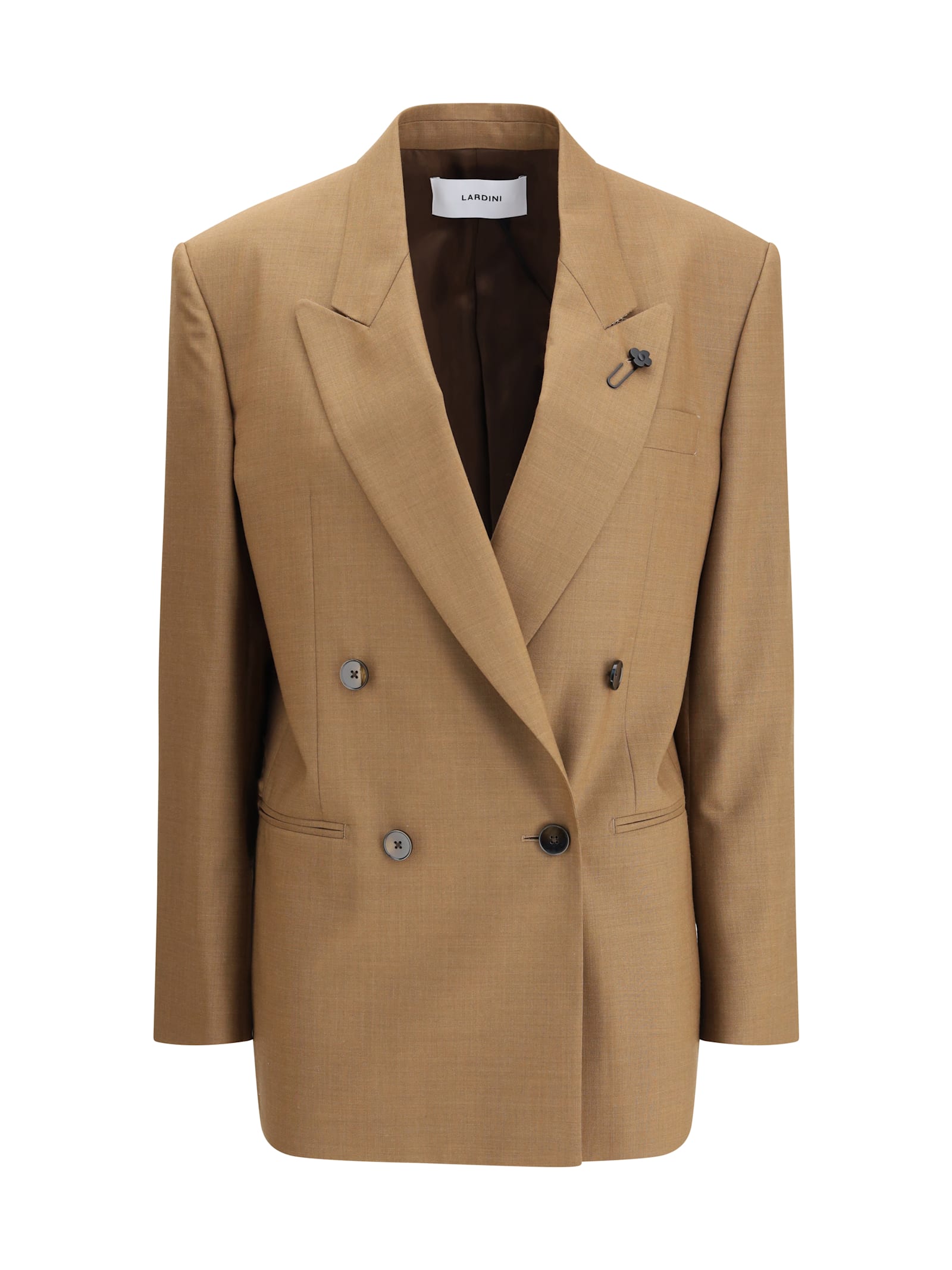 Lardini Double-breasted Jacket In Pure Virgin Wool In Brown