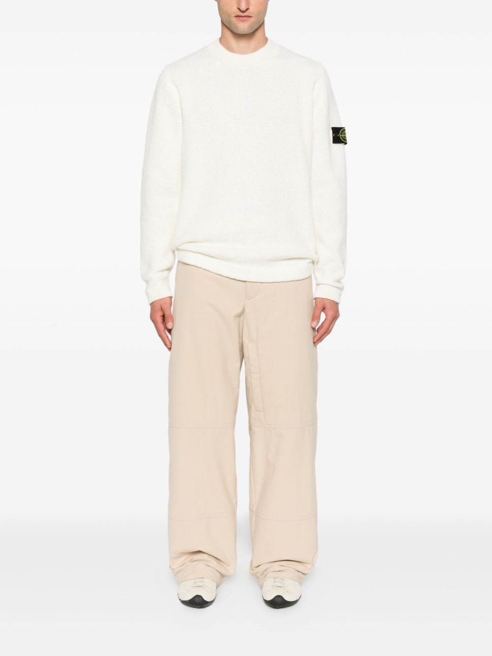 Stone Island Wool Blend Crewneck Sweater In White