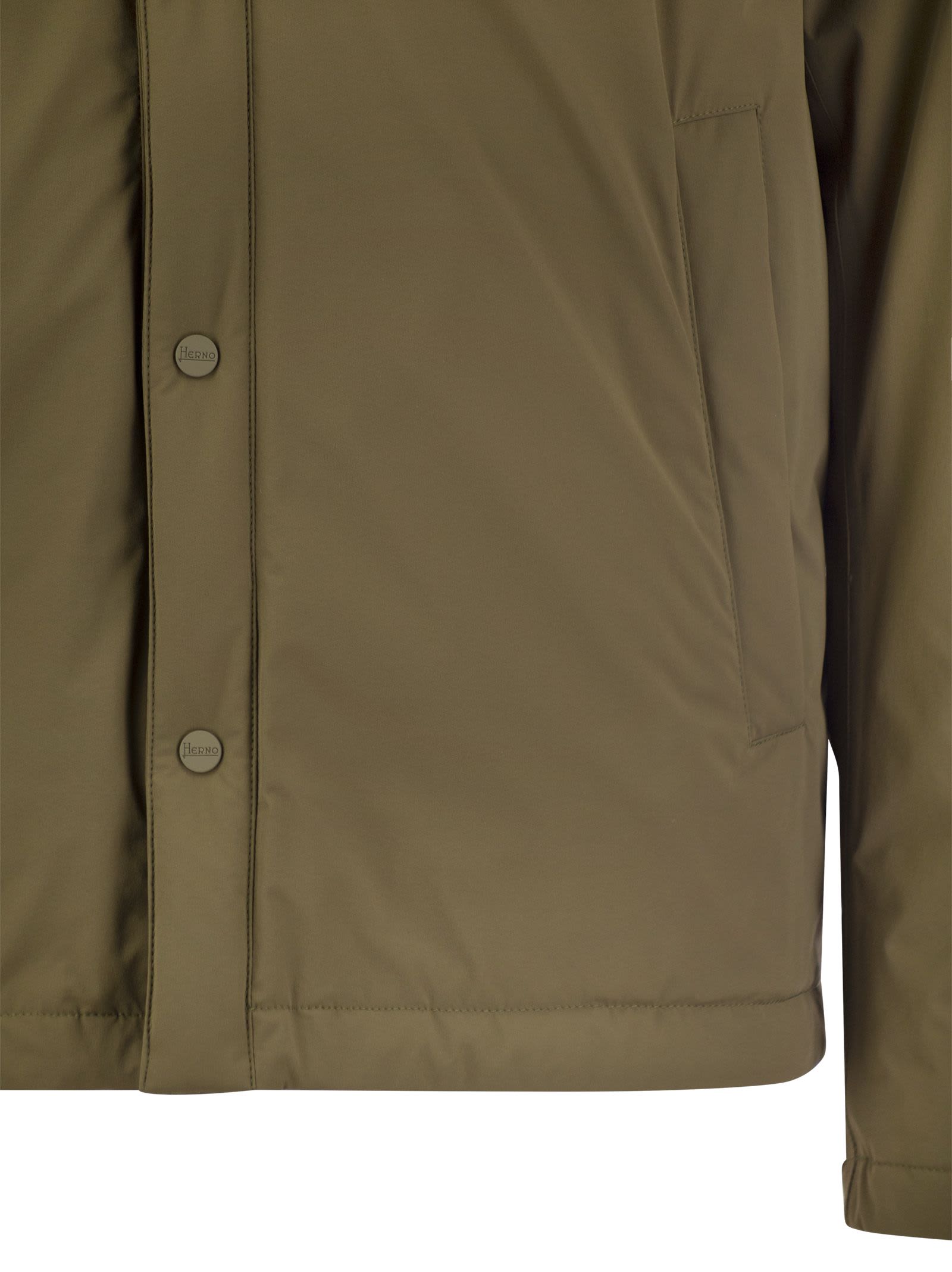 Shop Herno Padded Shirt Jacket In Military Green